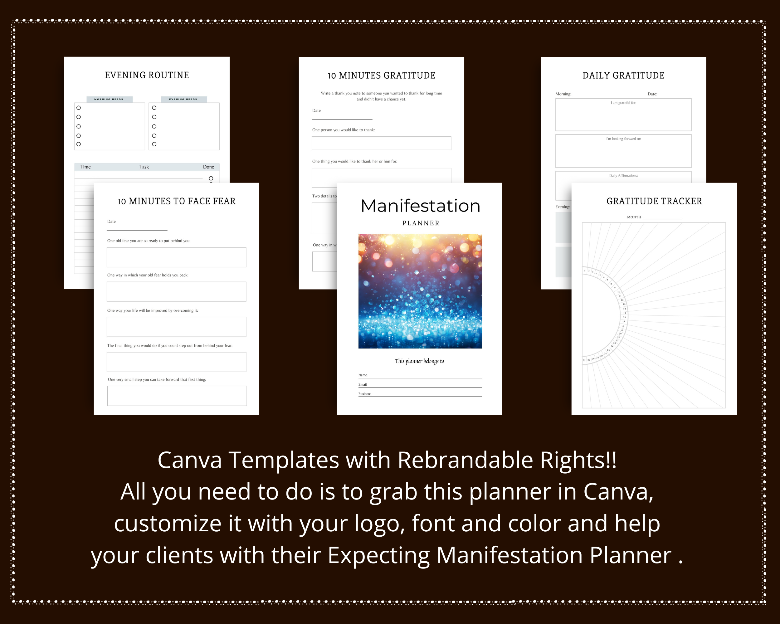 Editable Manifestation Planner Template in Canva | Commercial Use