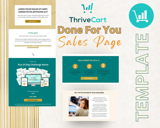 Gold 21-Day Challenge Sales Page Template in Thrivecart