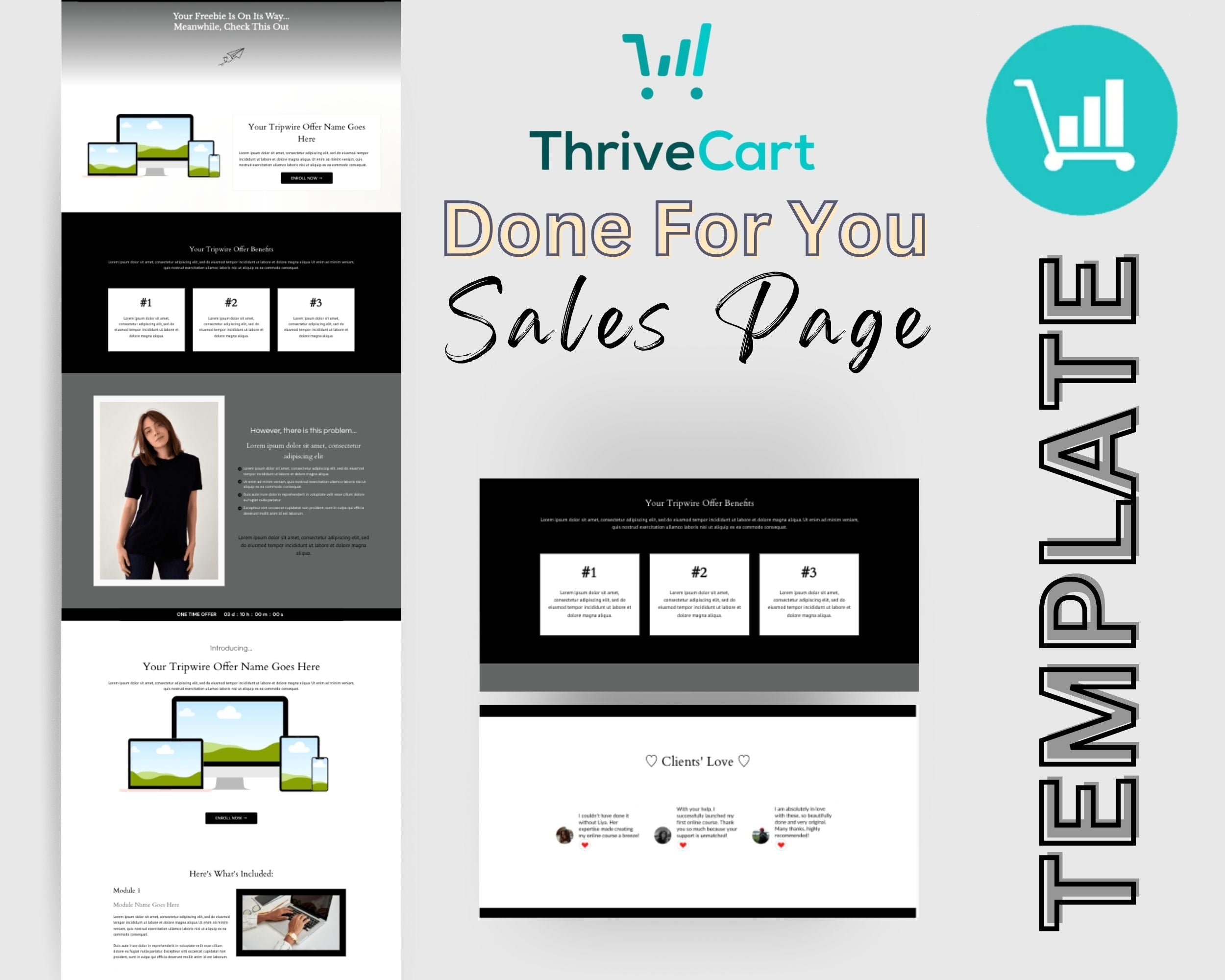 Tripwire Black & White Sales Page Template in ThriveCart