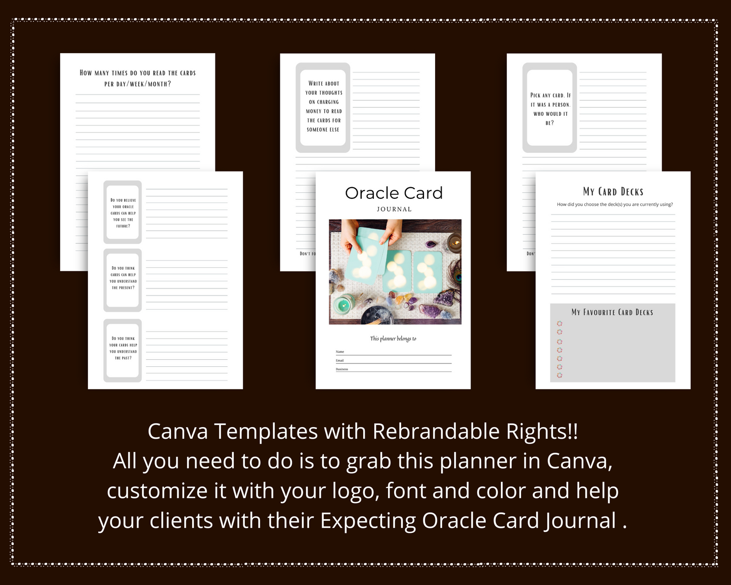 Editable Oracle Card Journal Templates in Canva | Commercial Use