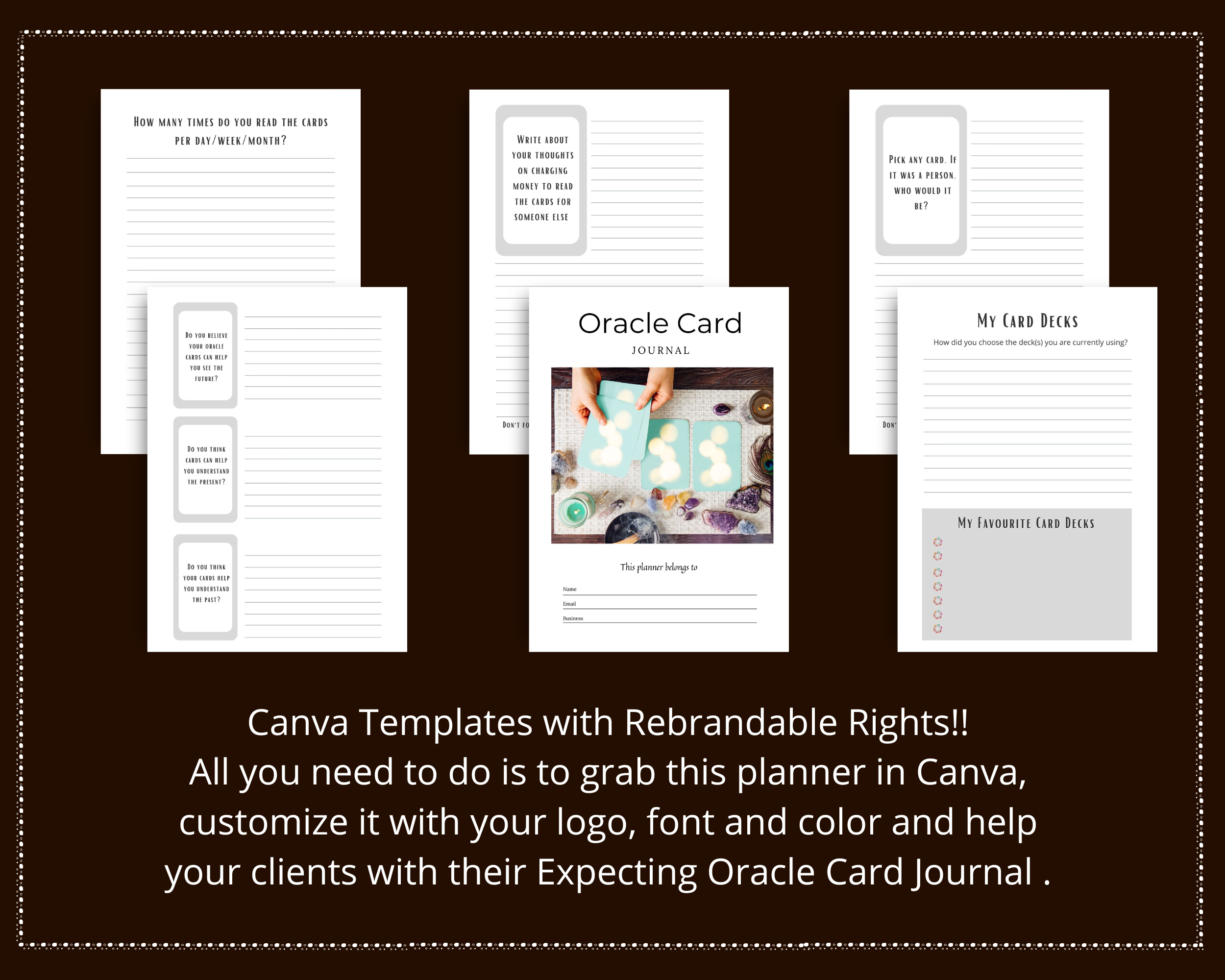 Editable Oracle Card Journal Templates in Canva | Commercial Use