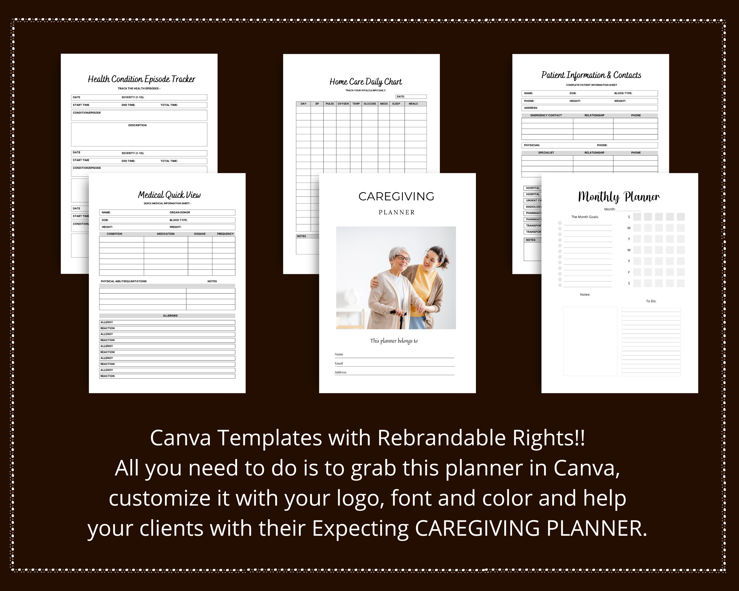 Editable Caregiver Planner in Canva | Canva Template Pack | Commercial Use