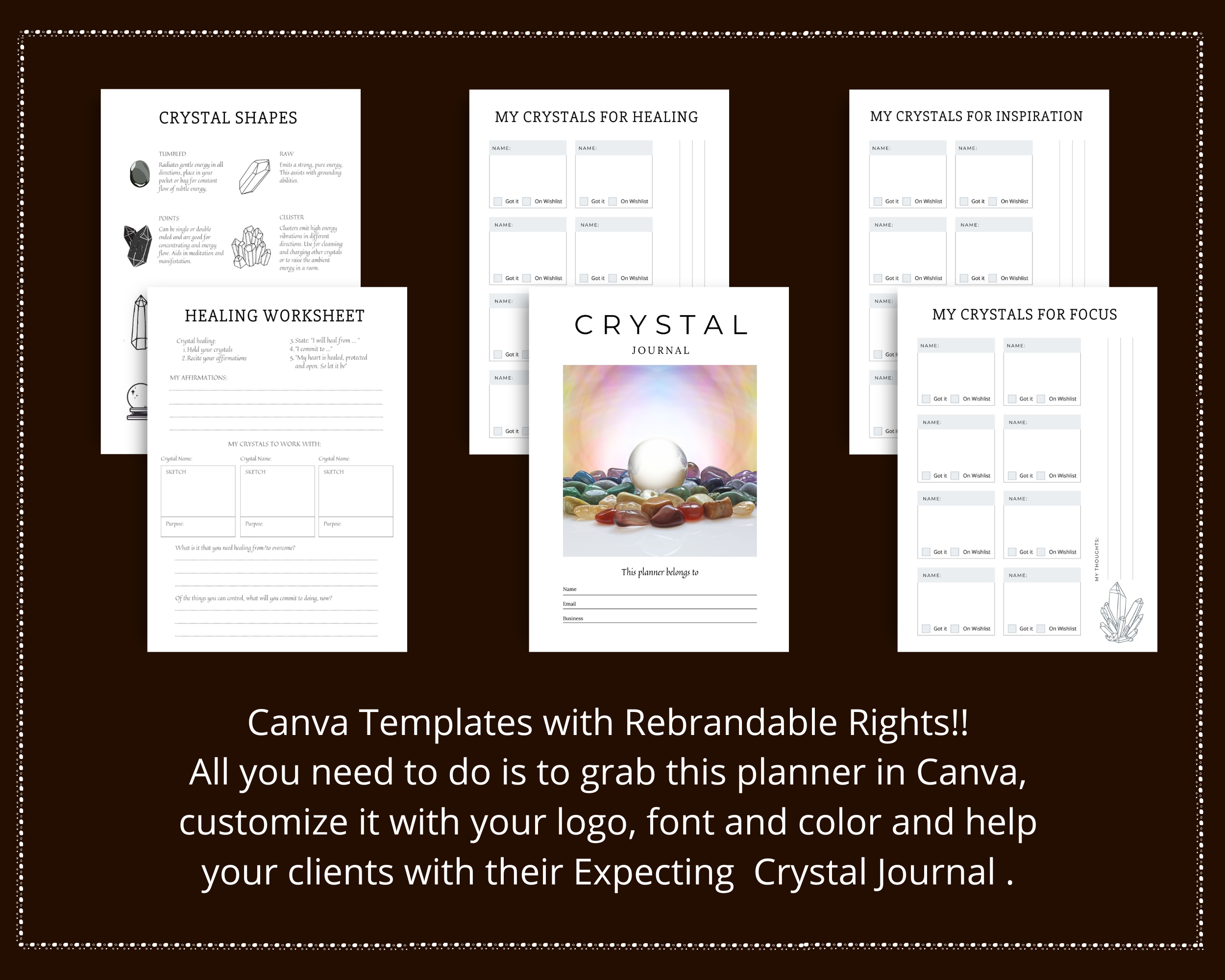 Editable Crystal Planner in Canva | Commercial Use