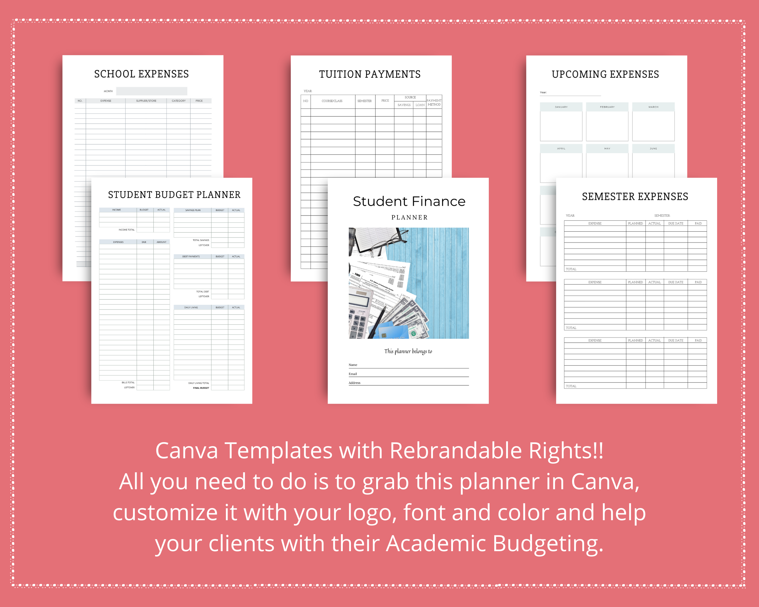 Editable Student Finance Planner in Canva | Commercial Use