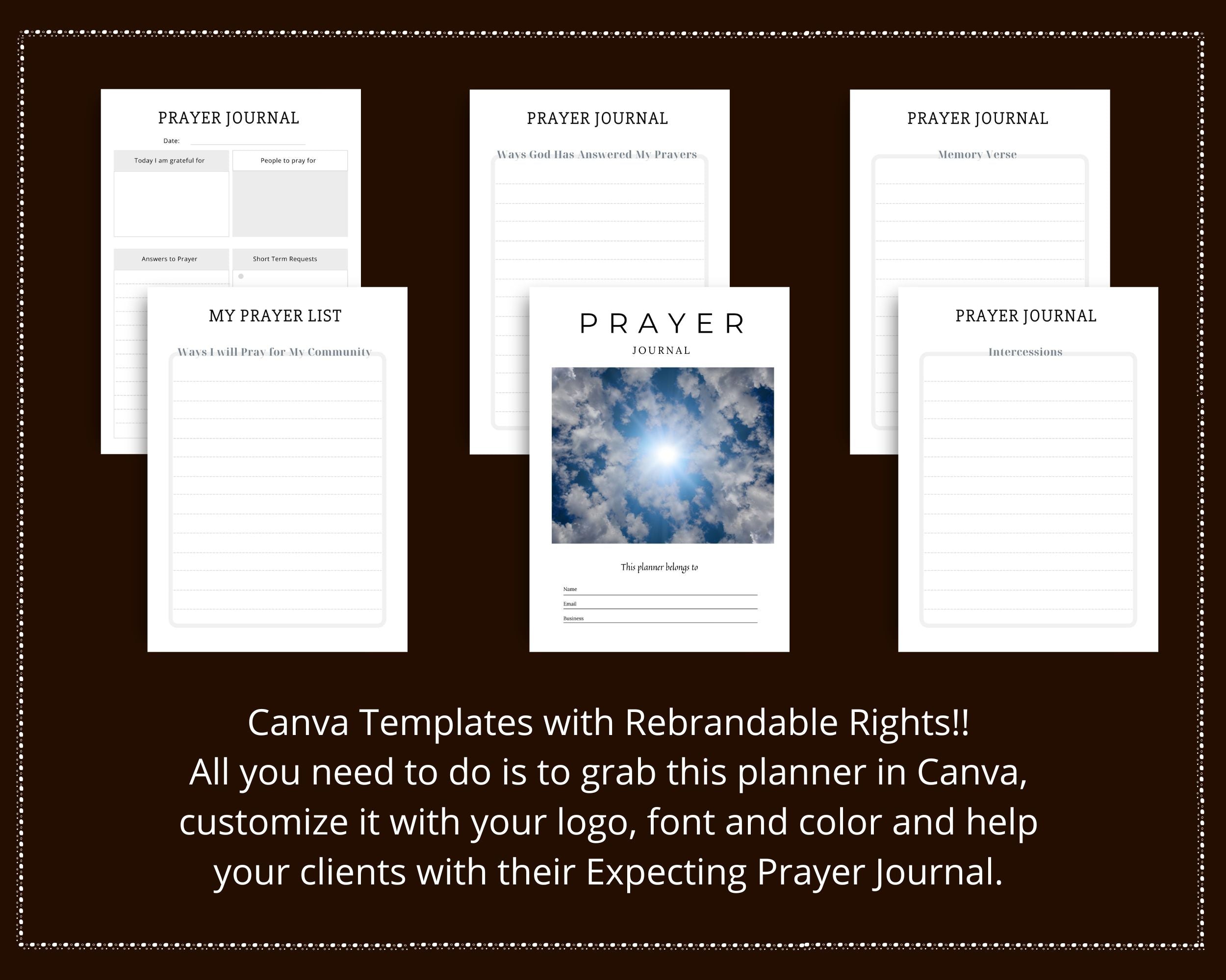 Editable Prayer Journal in Canva | Commercial Use