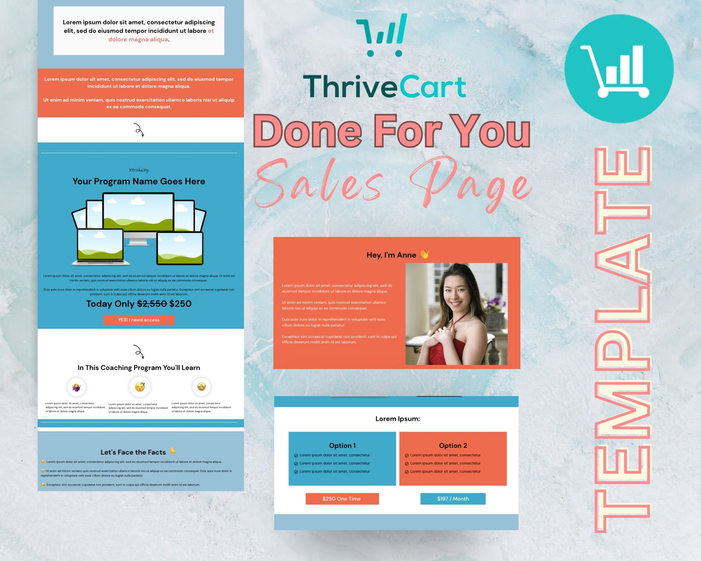 Ocean Coaching Sales Page Template in Thrivecart