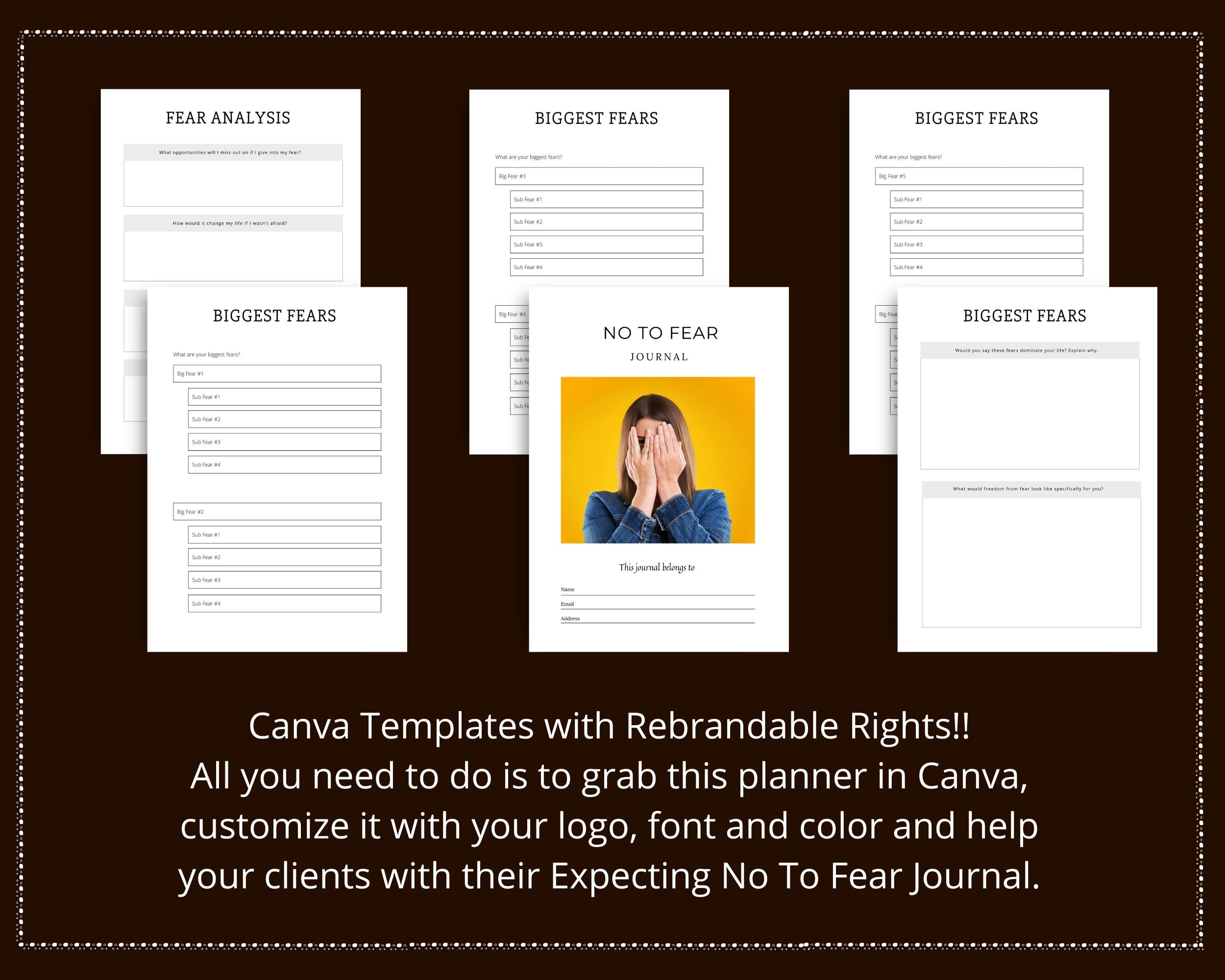 Editable No to Fear Journal in Canva | Commercial Use