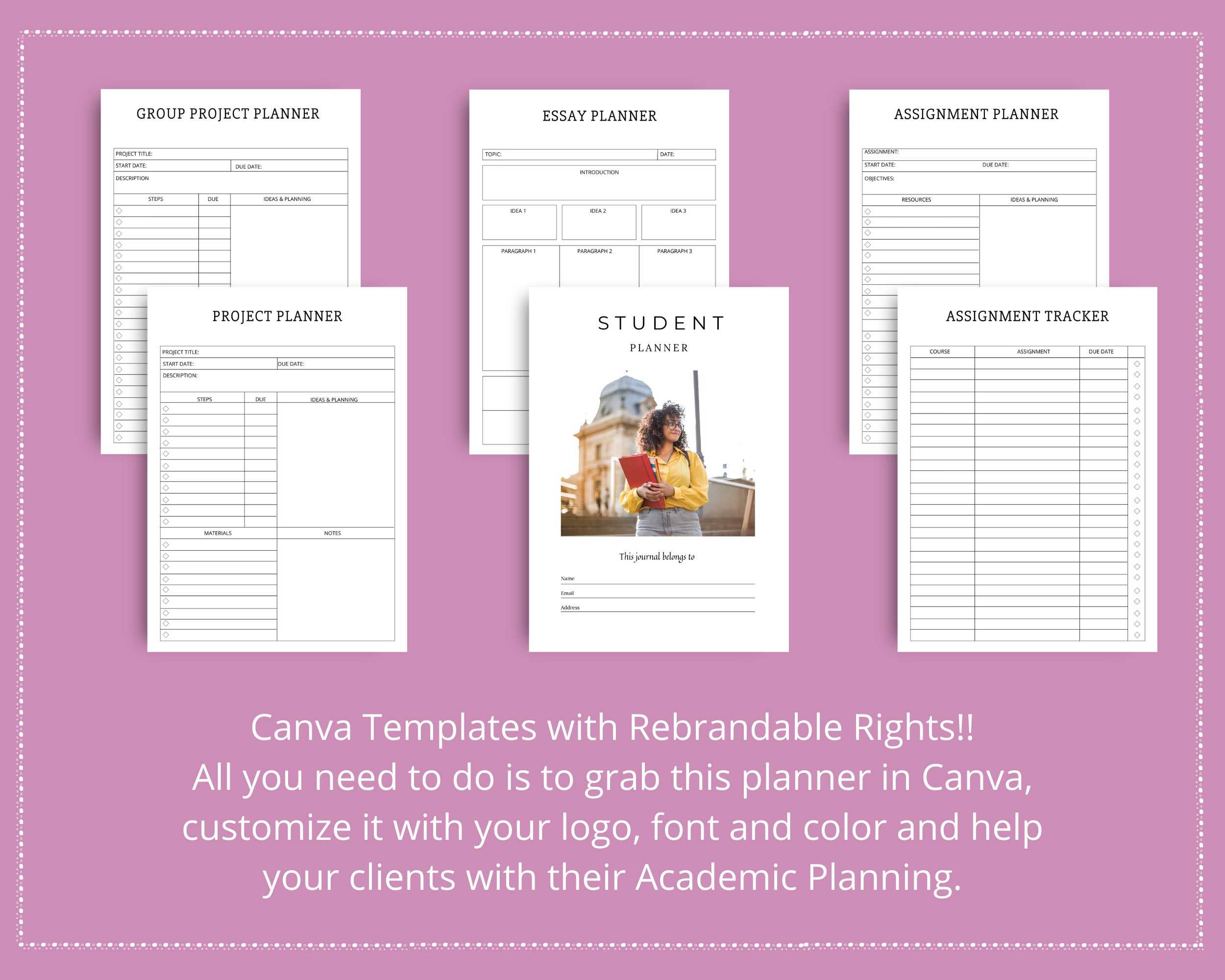 Editable Student Planner Templates in Canva | Commercial Use