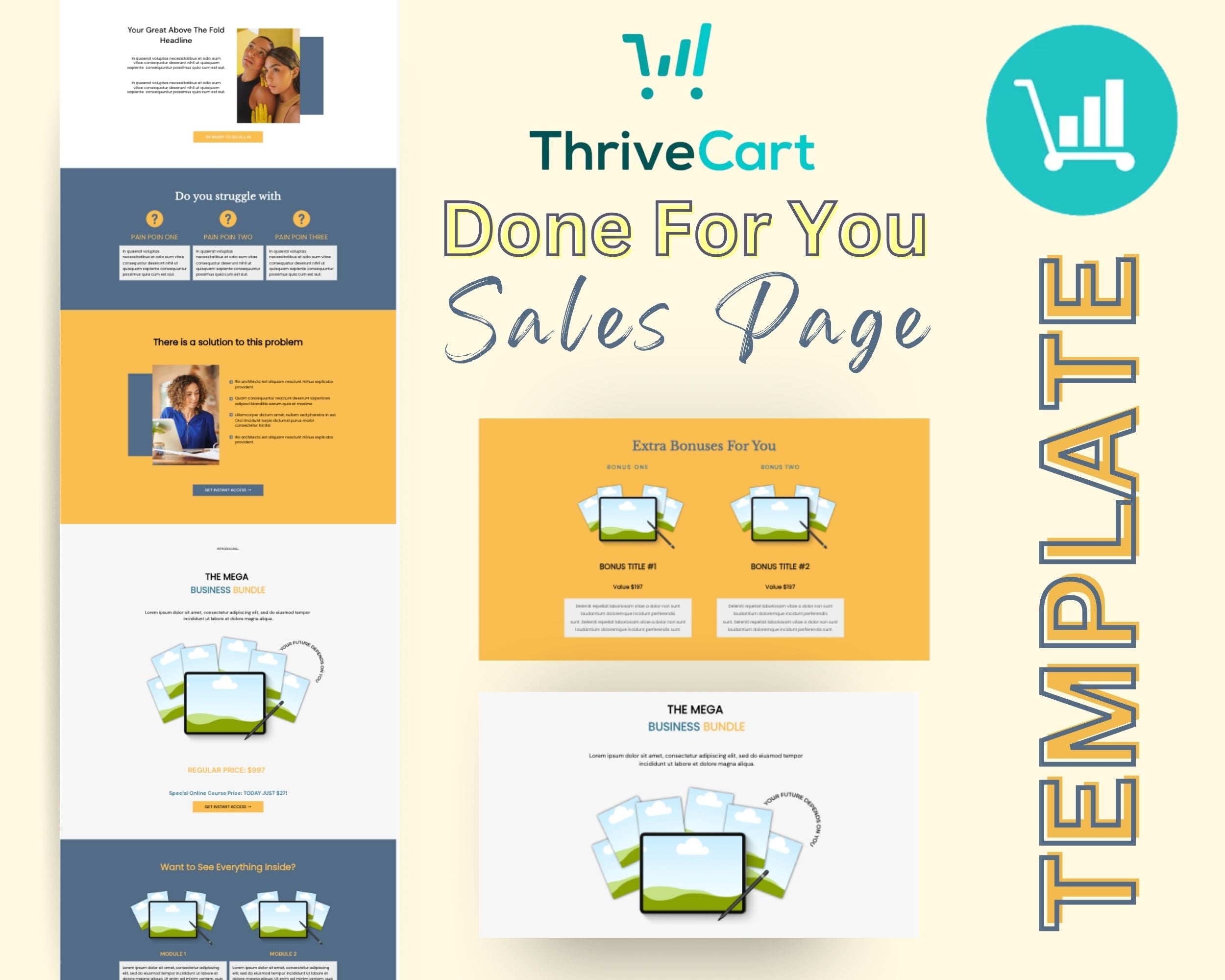 Vintage Sales Page Template in ThriveCart