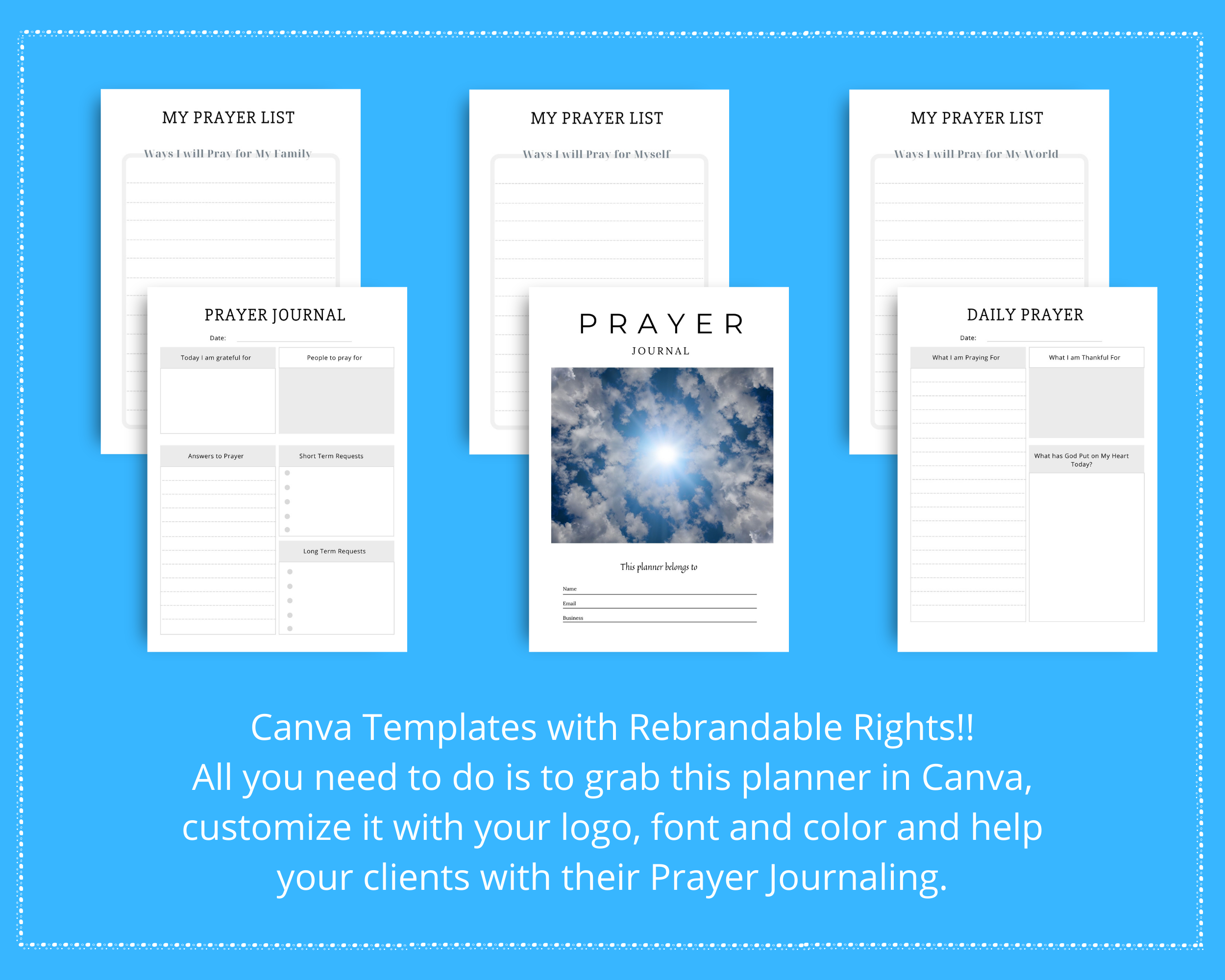 Editable Prayer Journal in Canva | Commercial Use