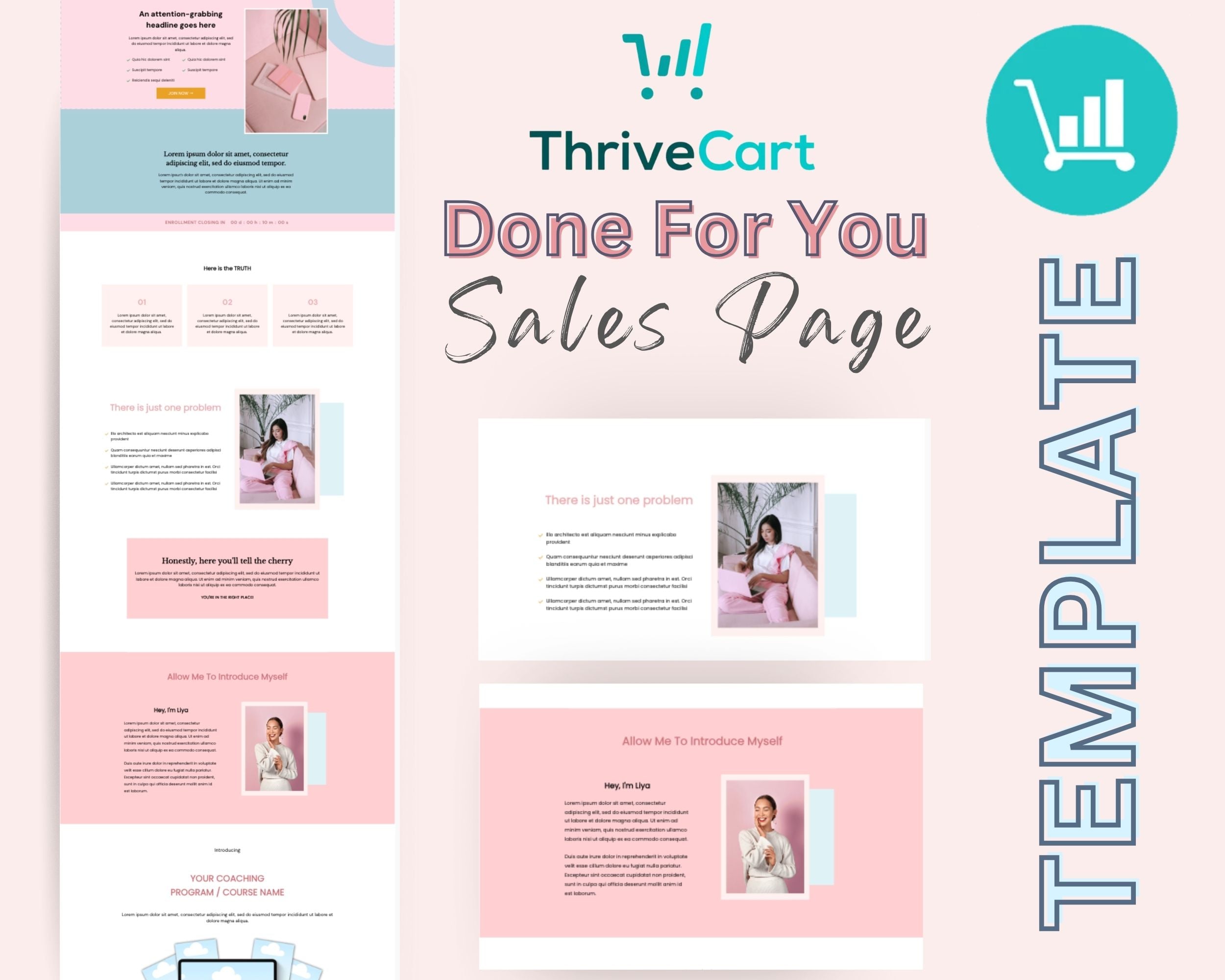 Cotton Pink Sales Page Template in ThriveCart