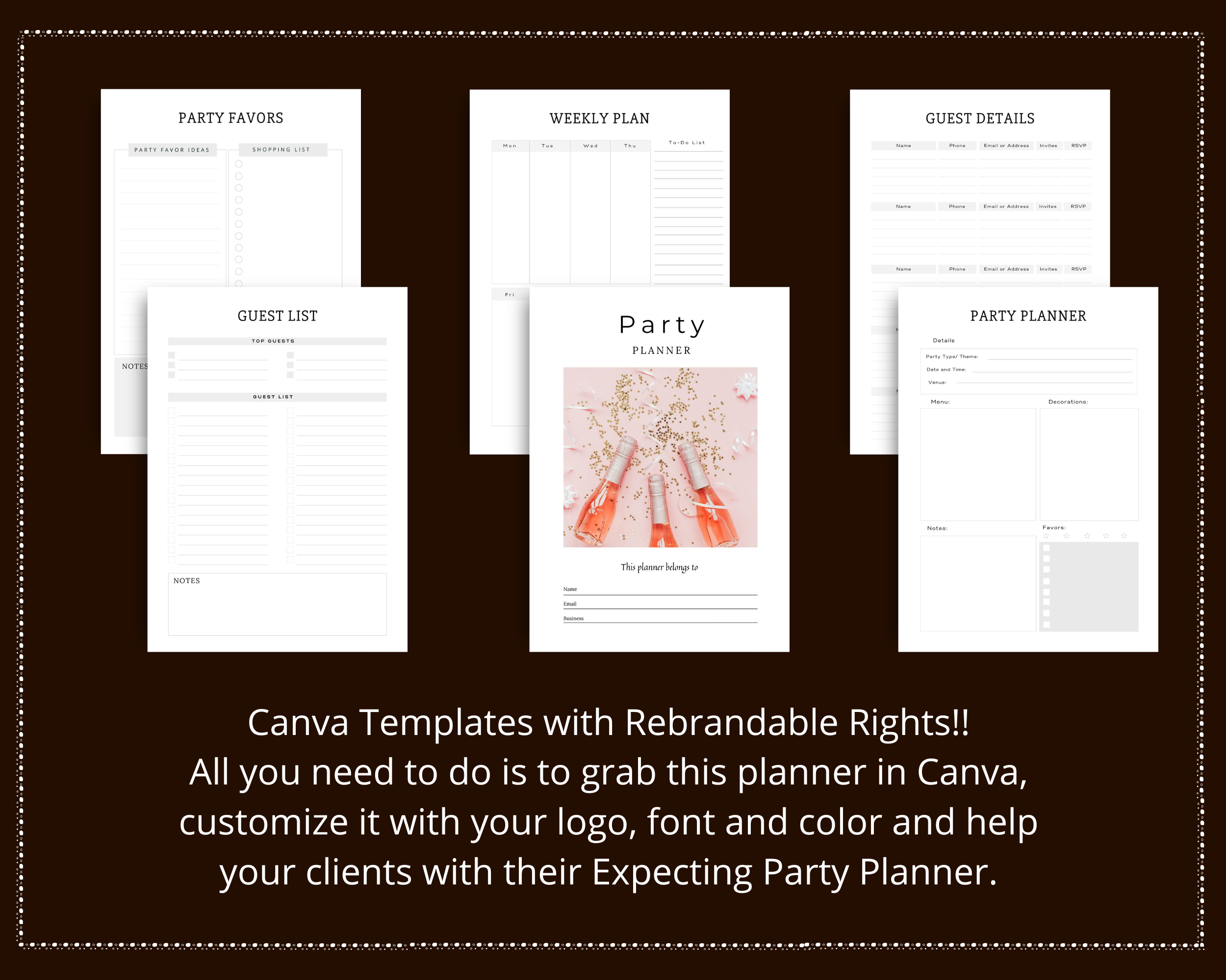 Editable Party Planner in Canva | Commercial Use