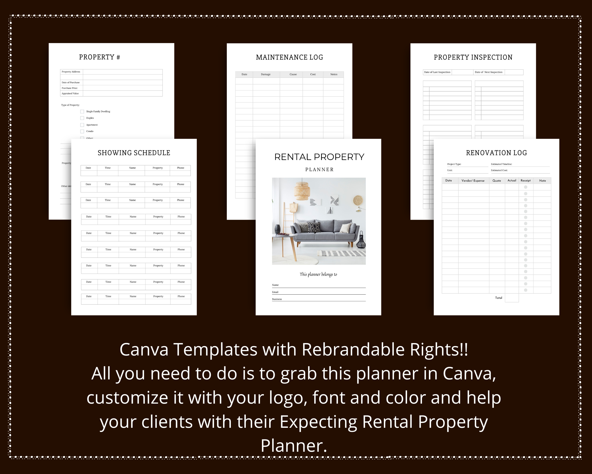 Editable Rental Property Planner in Canva | Commercial Use