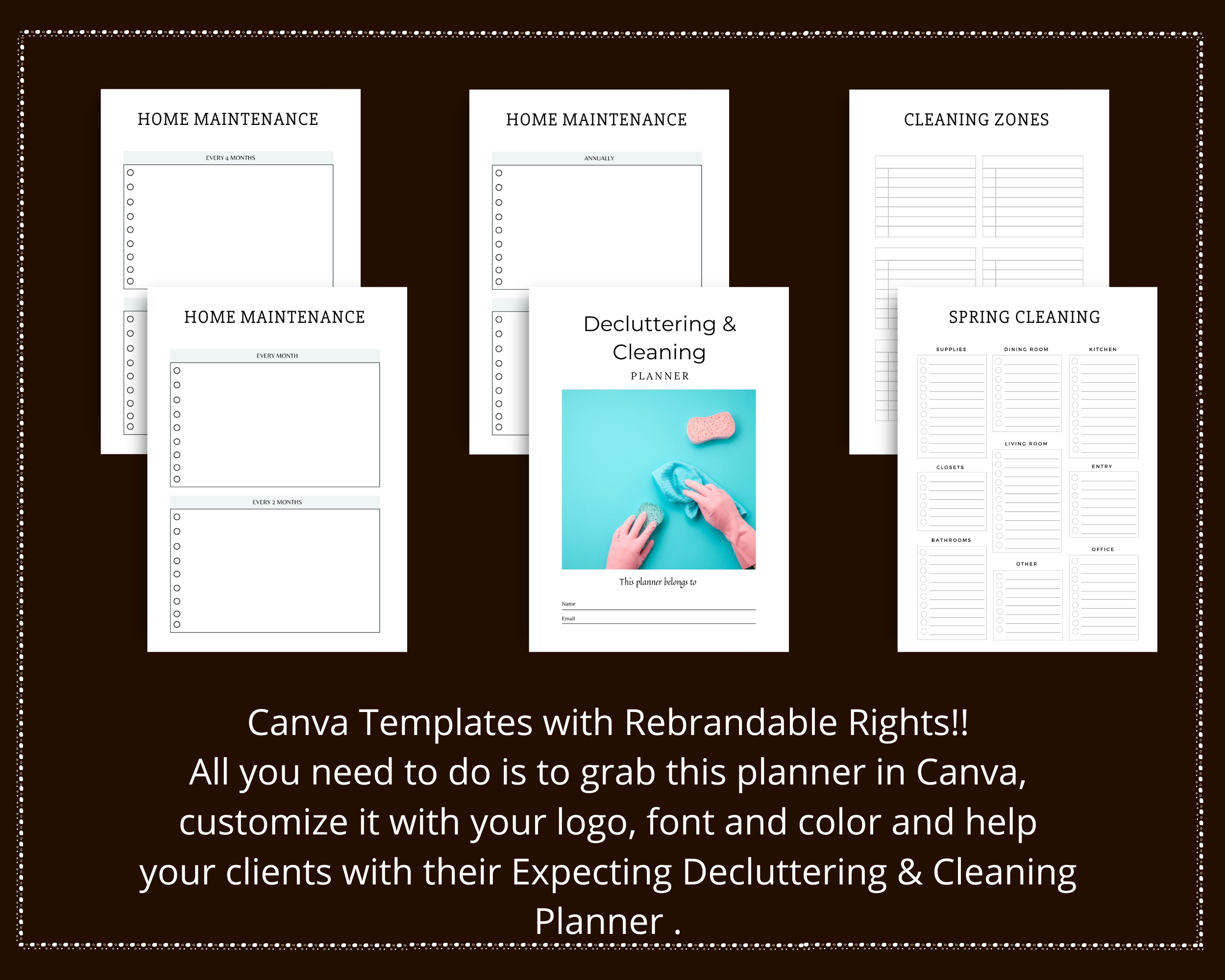 Editable Cleaning Planner in Canva | Canva Template Pack | Commercial Use