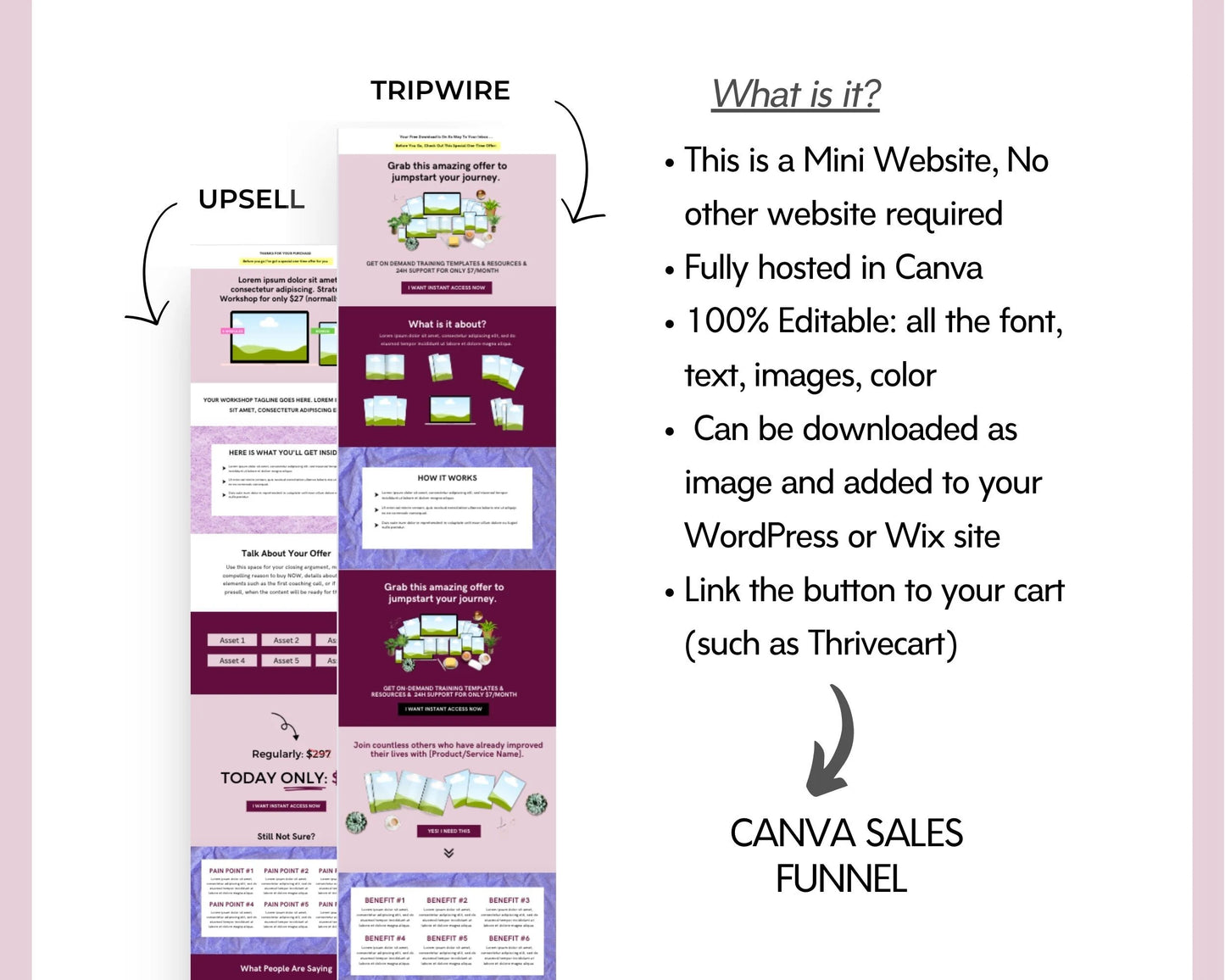 Purple Membership 2-Step Tripwire Sales Funnel in Canva