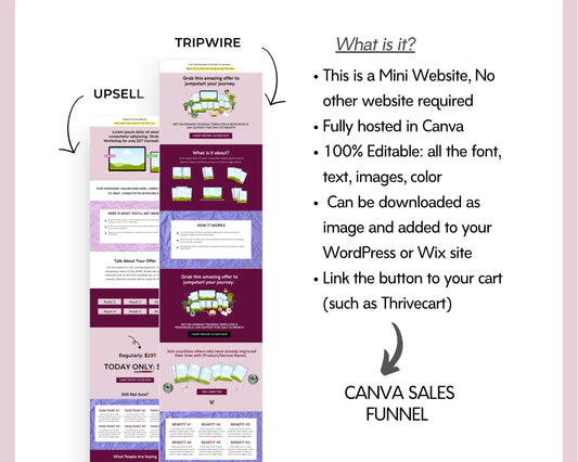 Purple Membership 2-Step Tripwire Sales Funnel in Canva