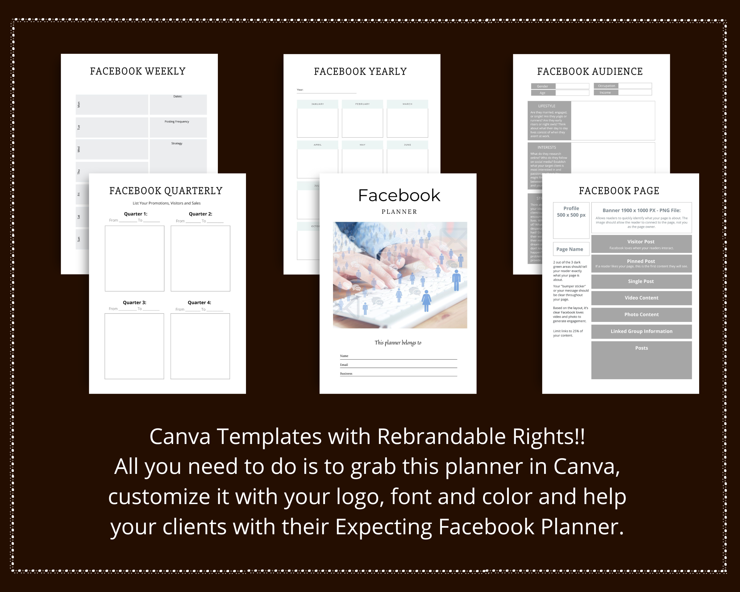 Editable Facebook Planner in Canva | Commercial Use