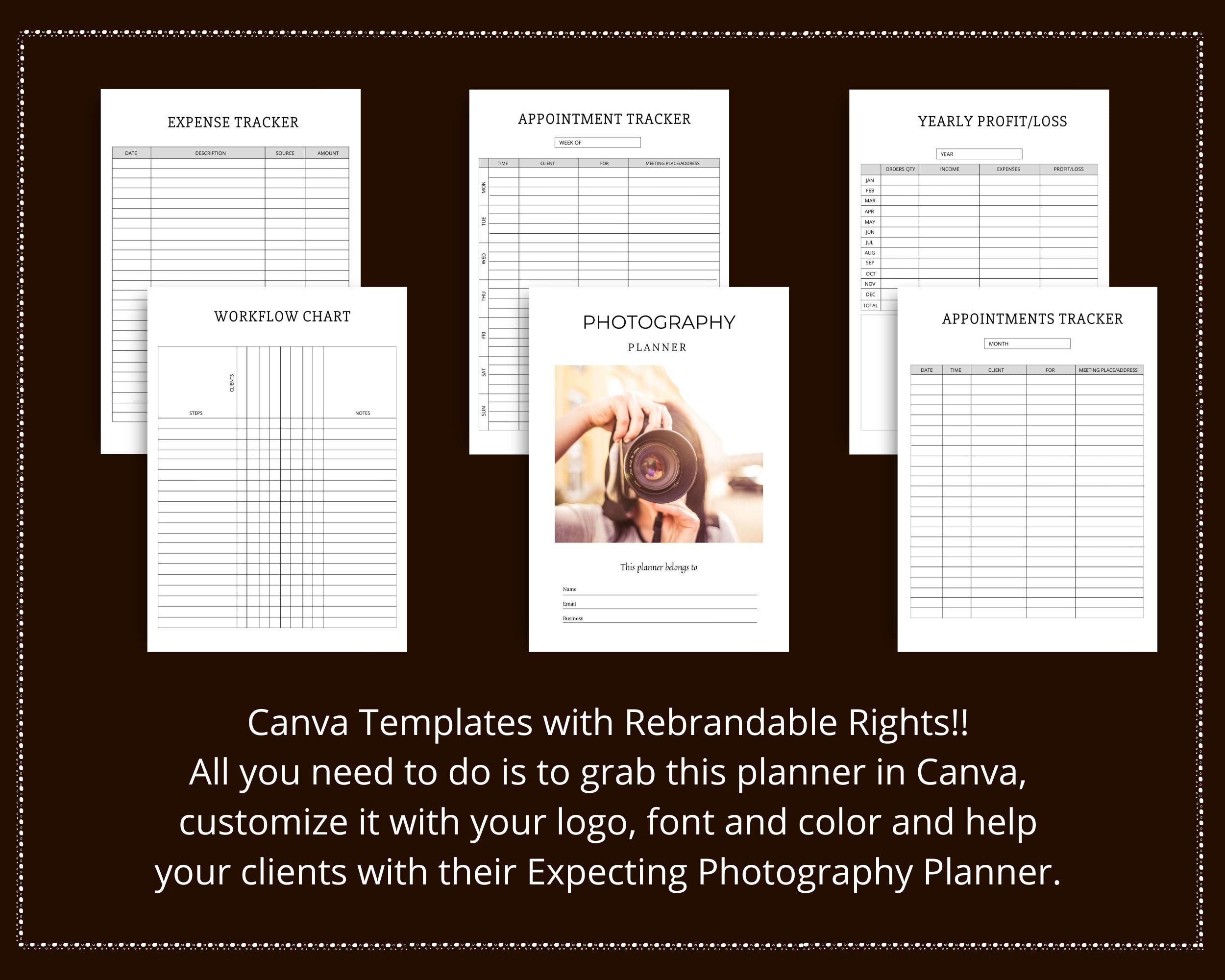 Photography Planner in Canva | Canva Template Pack | Photography Business Planner Canva | Commercial Use