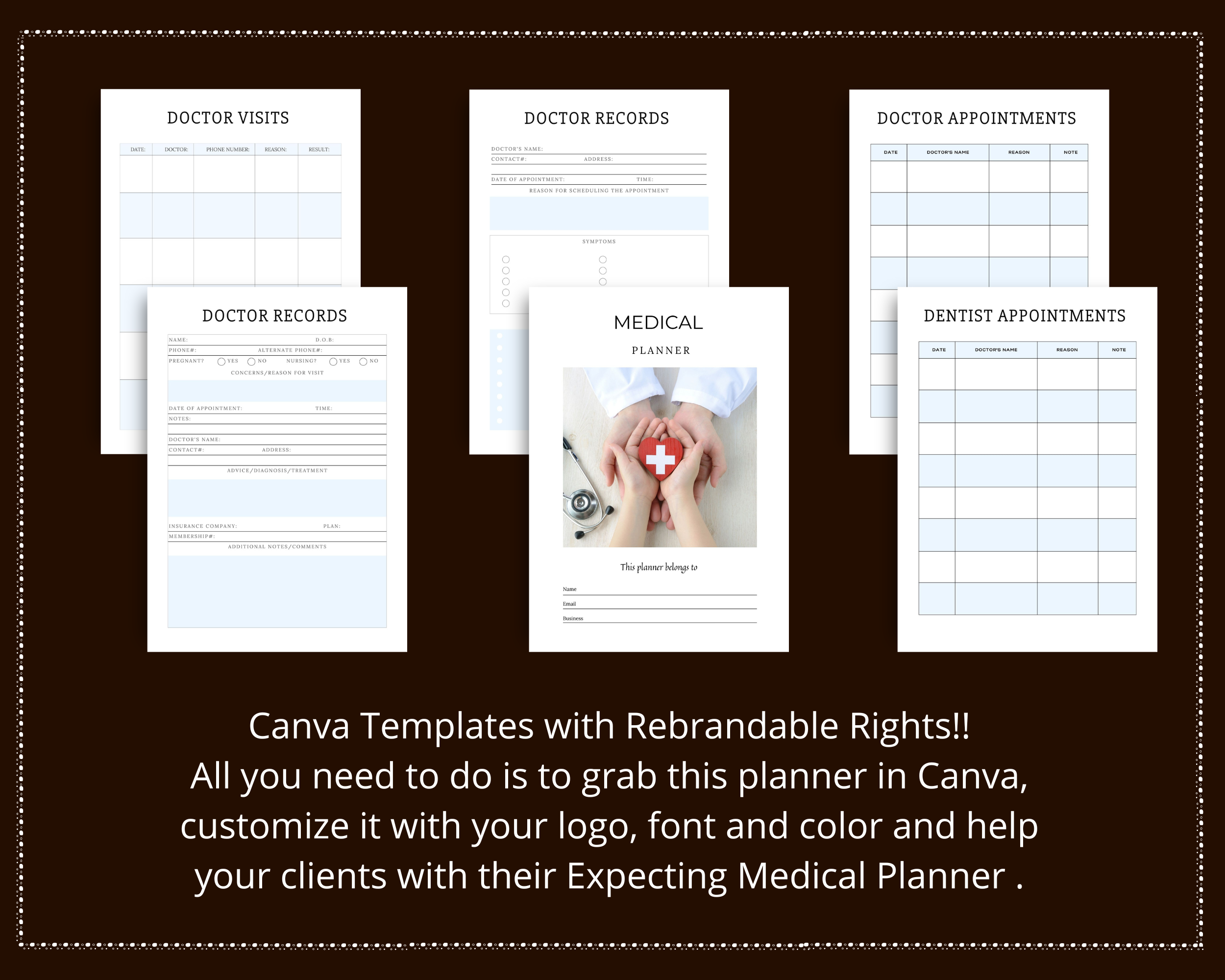 Editable Medical Planner in Canva | Commercial Use