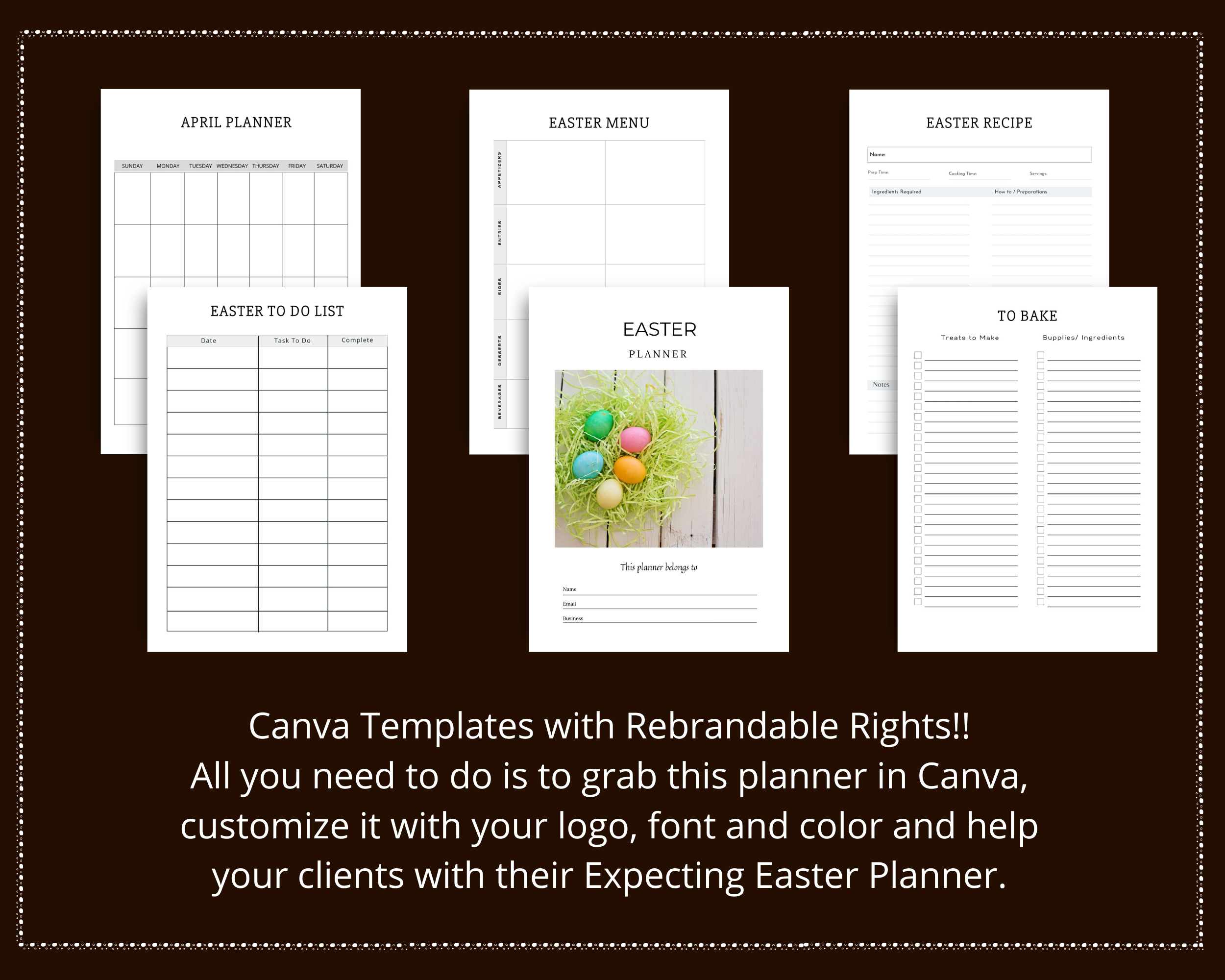 Editable Easter Planner in Canva | Canva Template Pack | Easter Planner Canva | Commercial Use