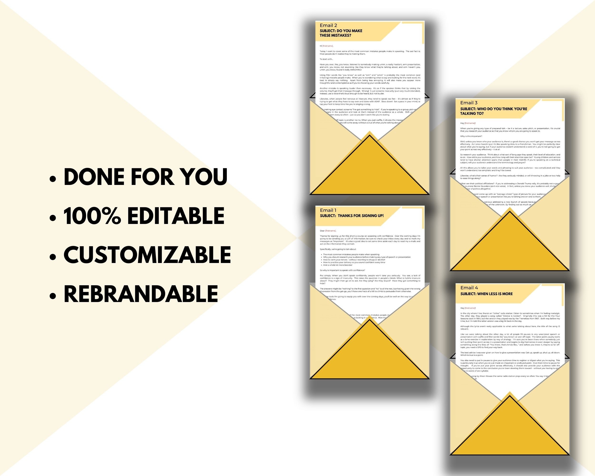 Editable Speak With Confidence Emails | Done-for-You eCourse | Rebrandable Newsletter