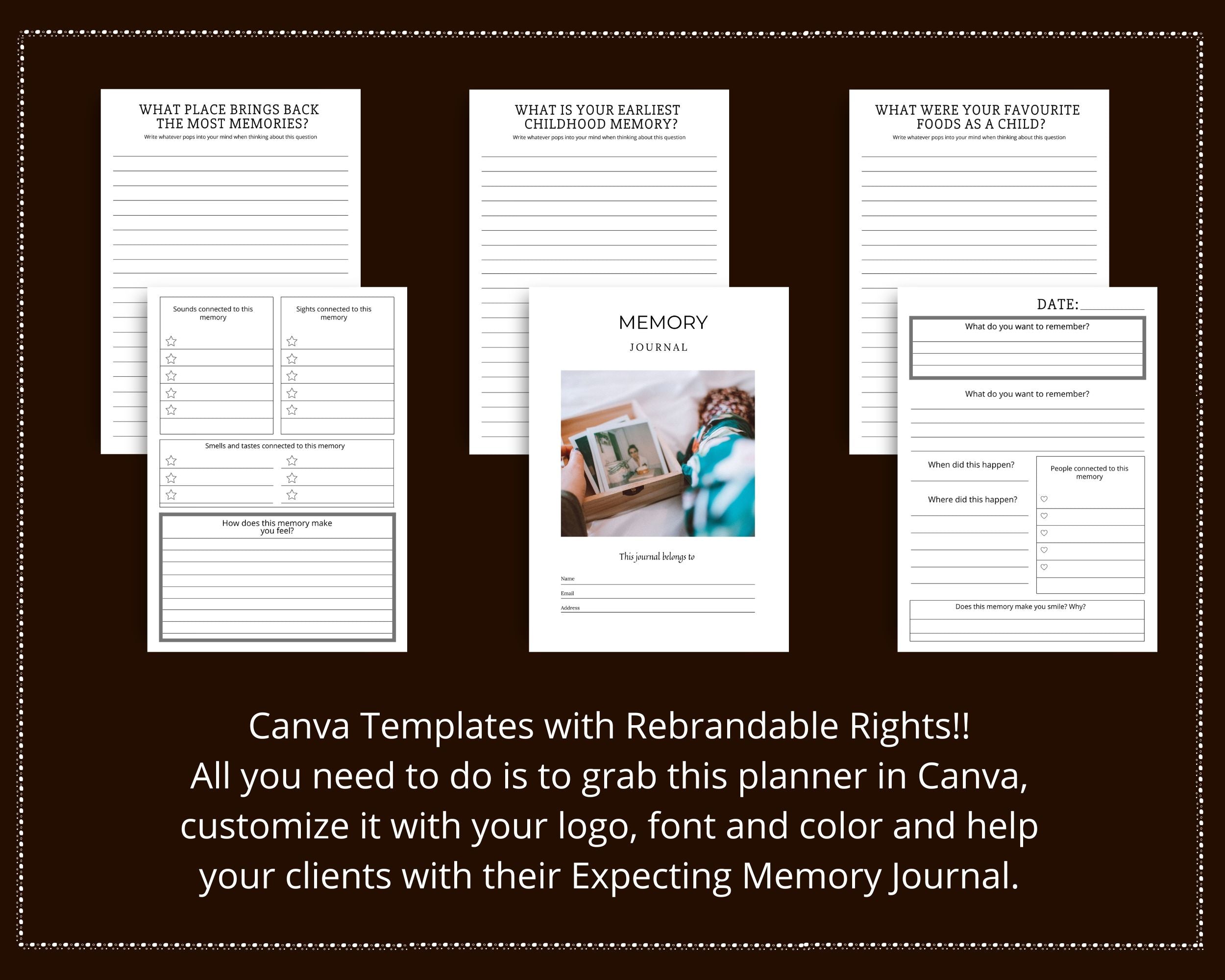 Editable Memory Journal in Canva | Commercial Use