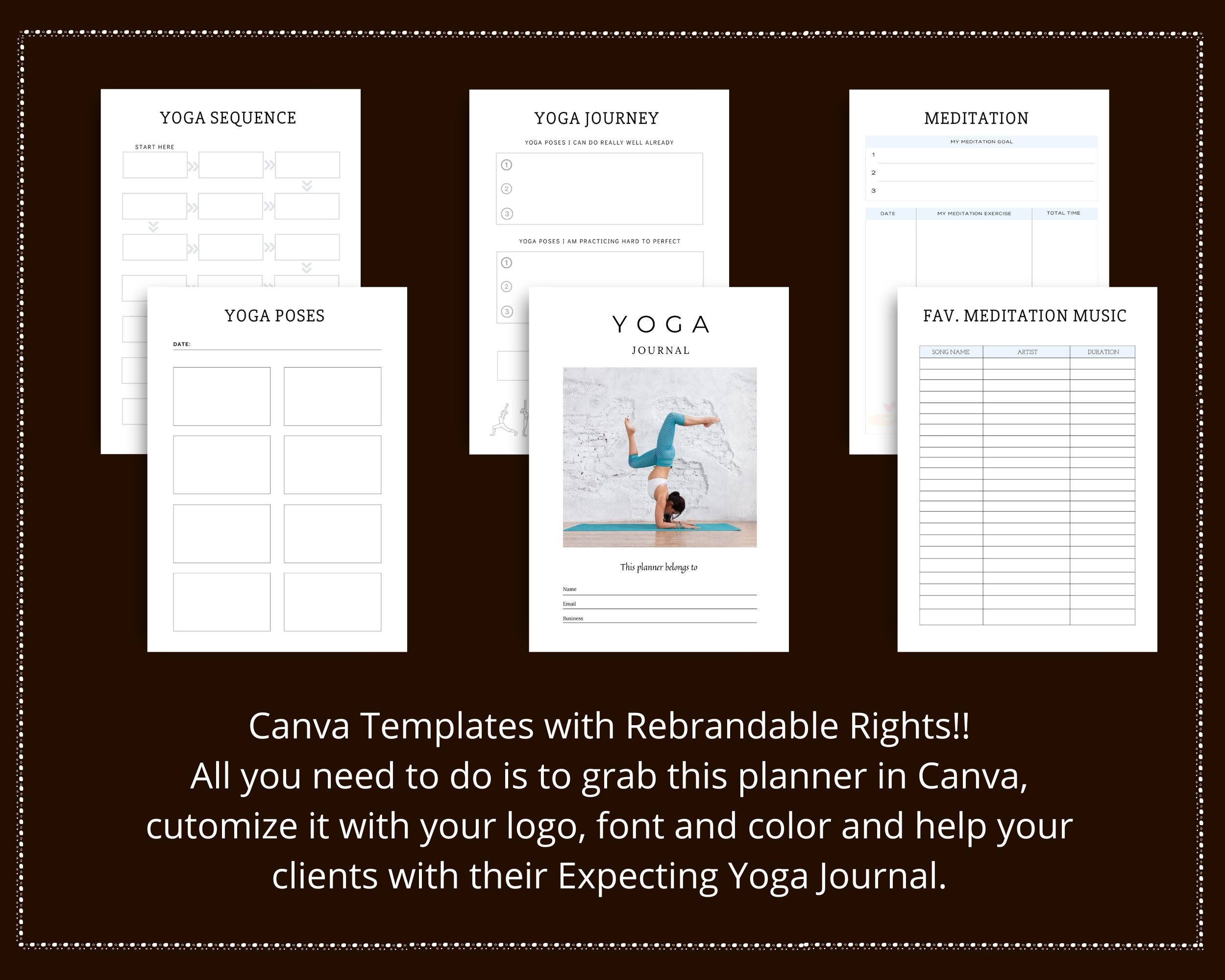 Editable Yoga Journal in Canva | Commercial Use