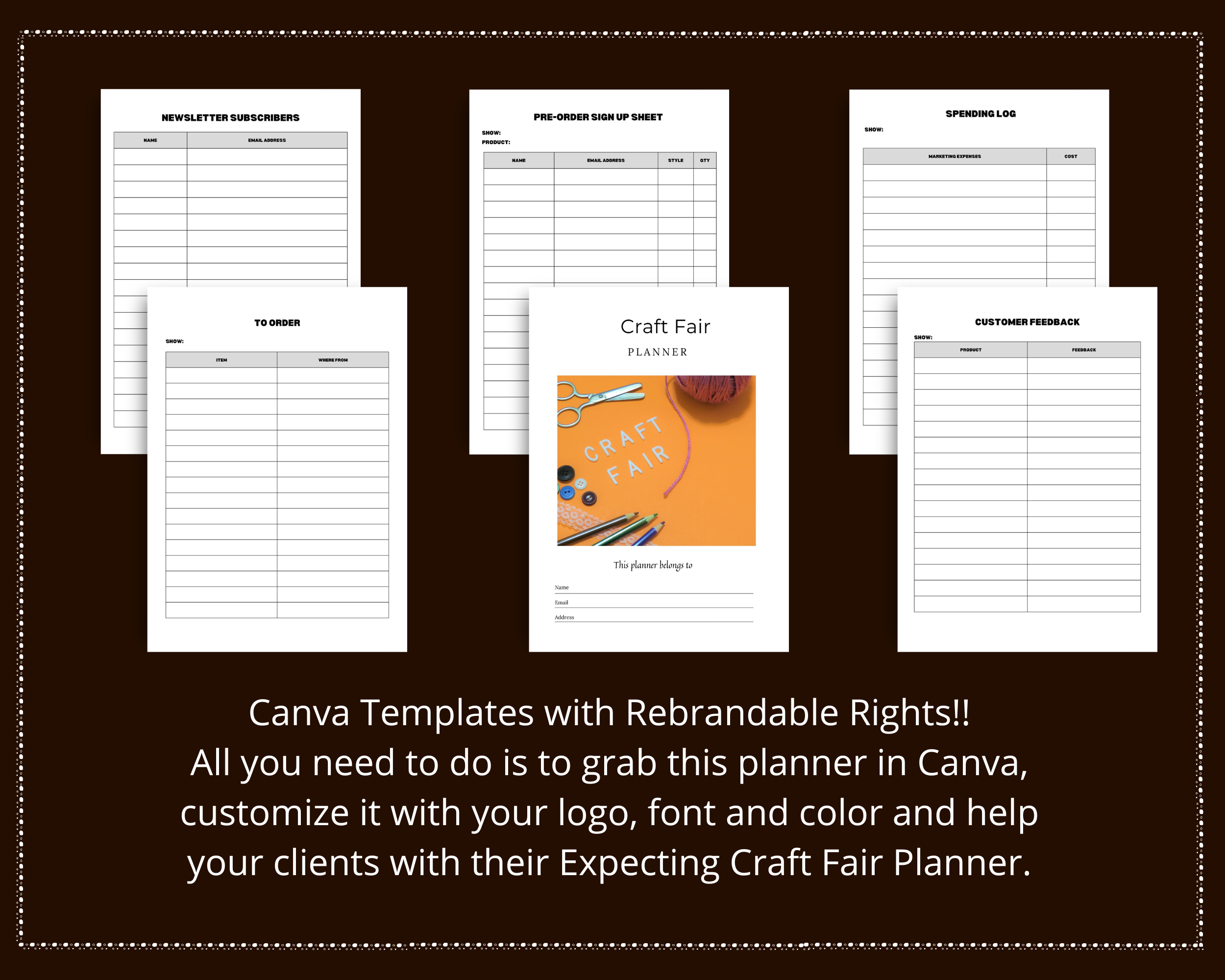 Editable Craft Fair Planner in Canva | Canva Template Pack | Commercial Use