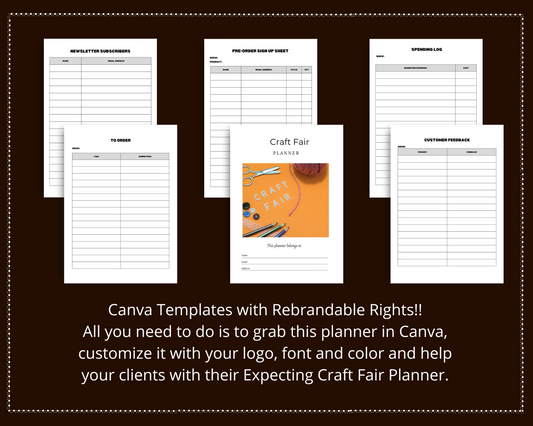 Editable Craft Fair Planner in Canva | Canva Template Pack | Commercial Use