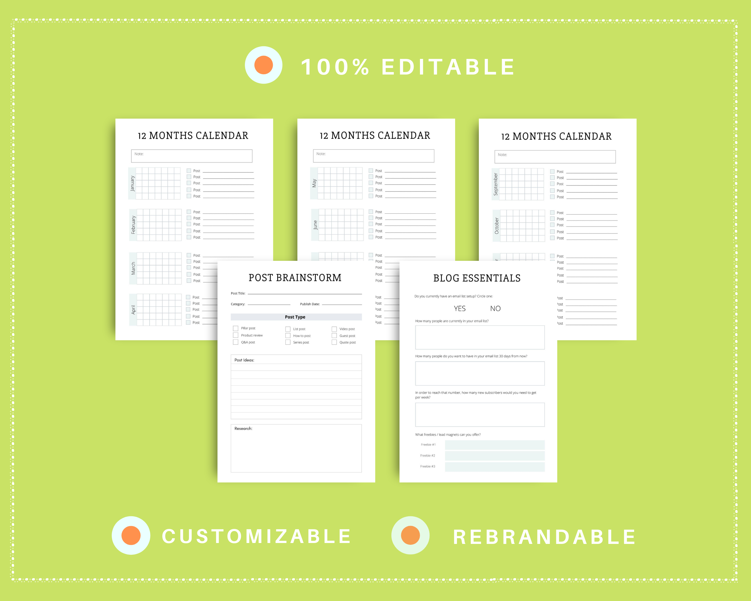 Editable Blog Planner Templates in Canva | Commercial Use