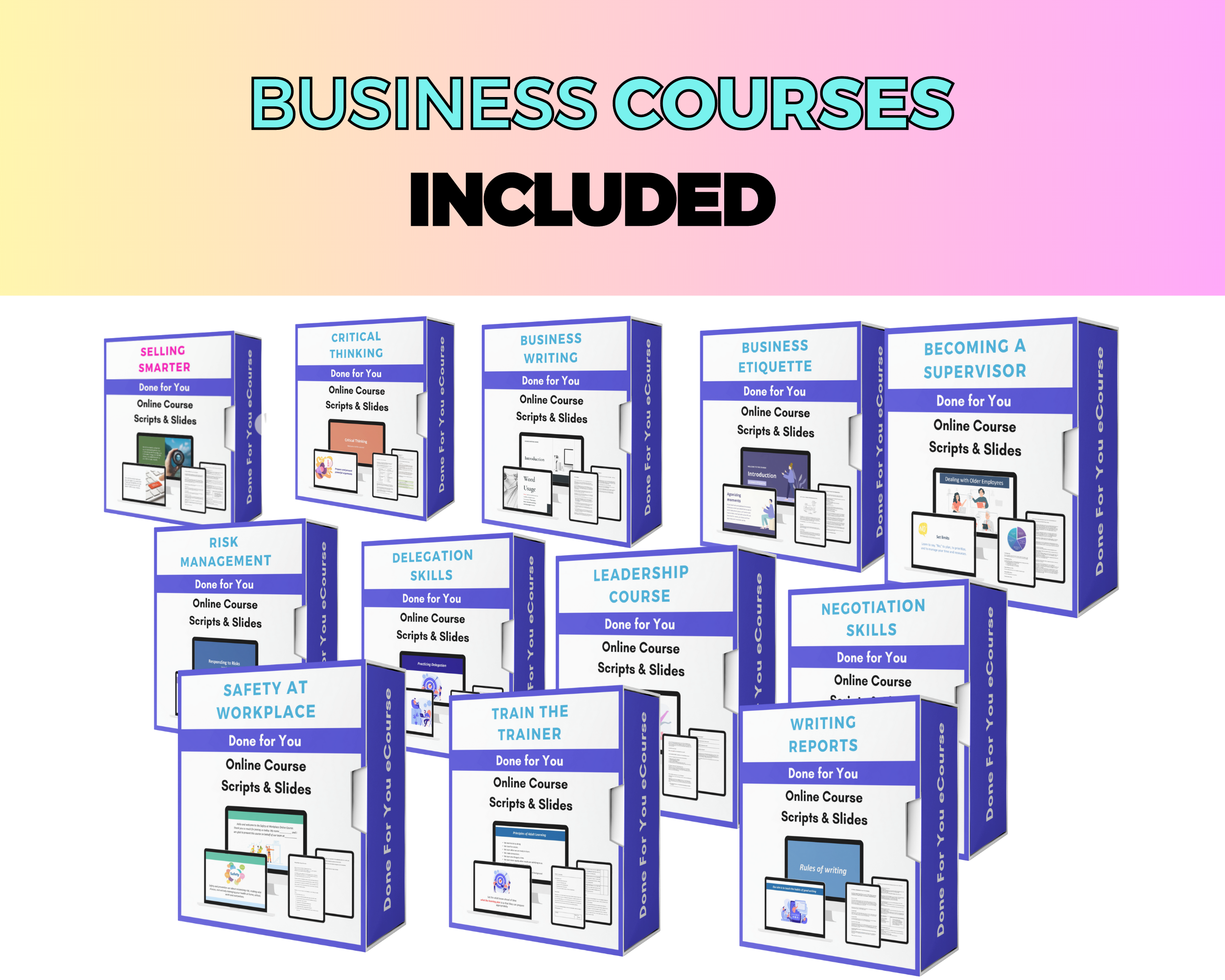 BUNDLE of 19 Business Courses | Lessons in Google Docs | Done for You Canva Slides