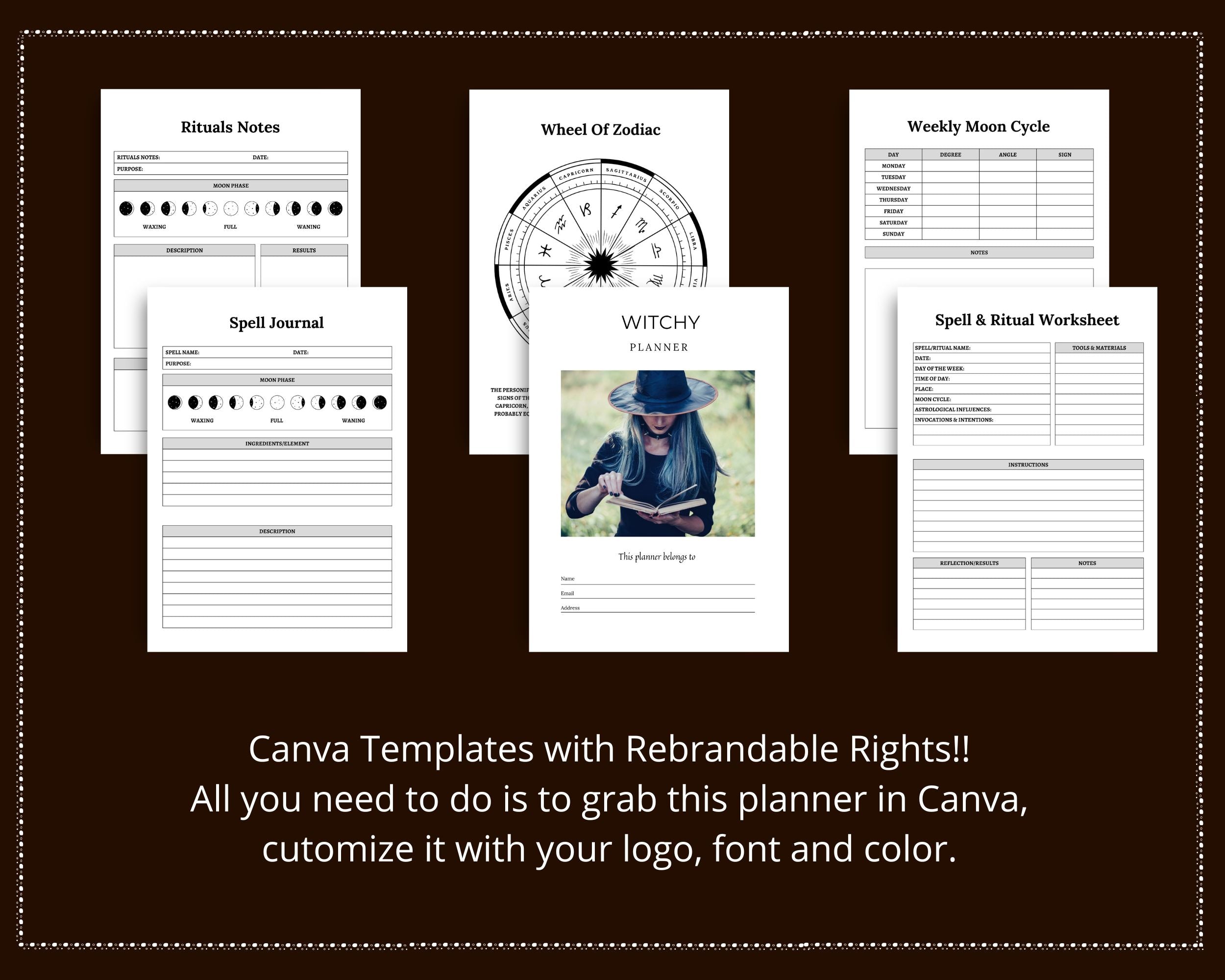 Editable Witchy Planner in Canva | Commercial Use