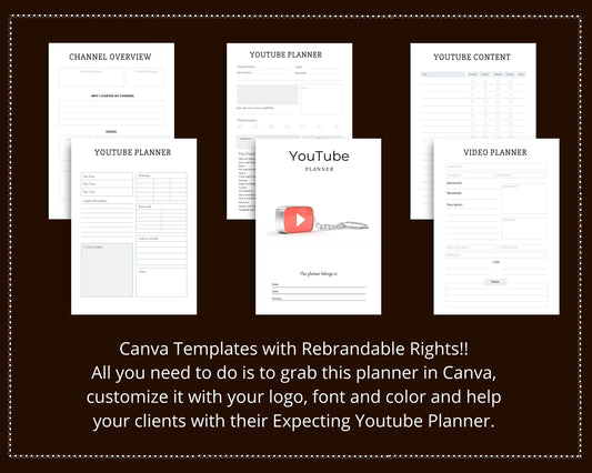 Editable YouTube Planner Templates in Canva | Commercial Use