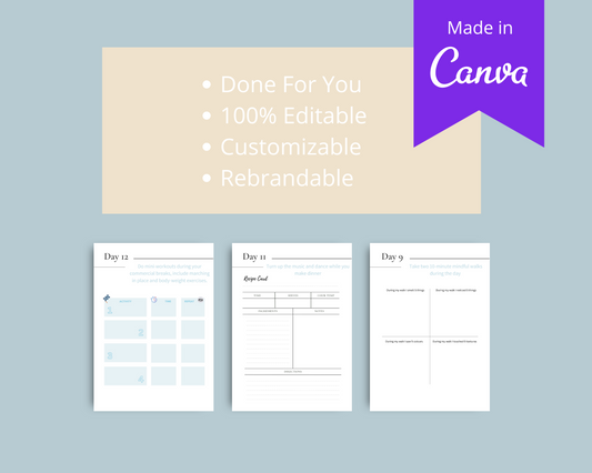 31-Day Activity Challenge | Editable Canva Template A4 Size
