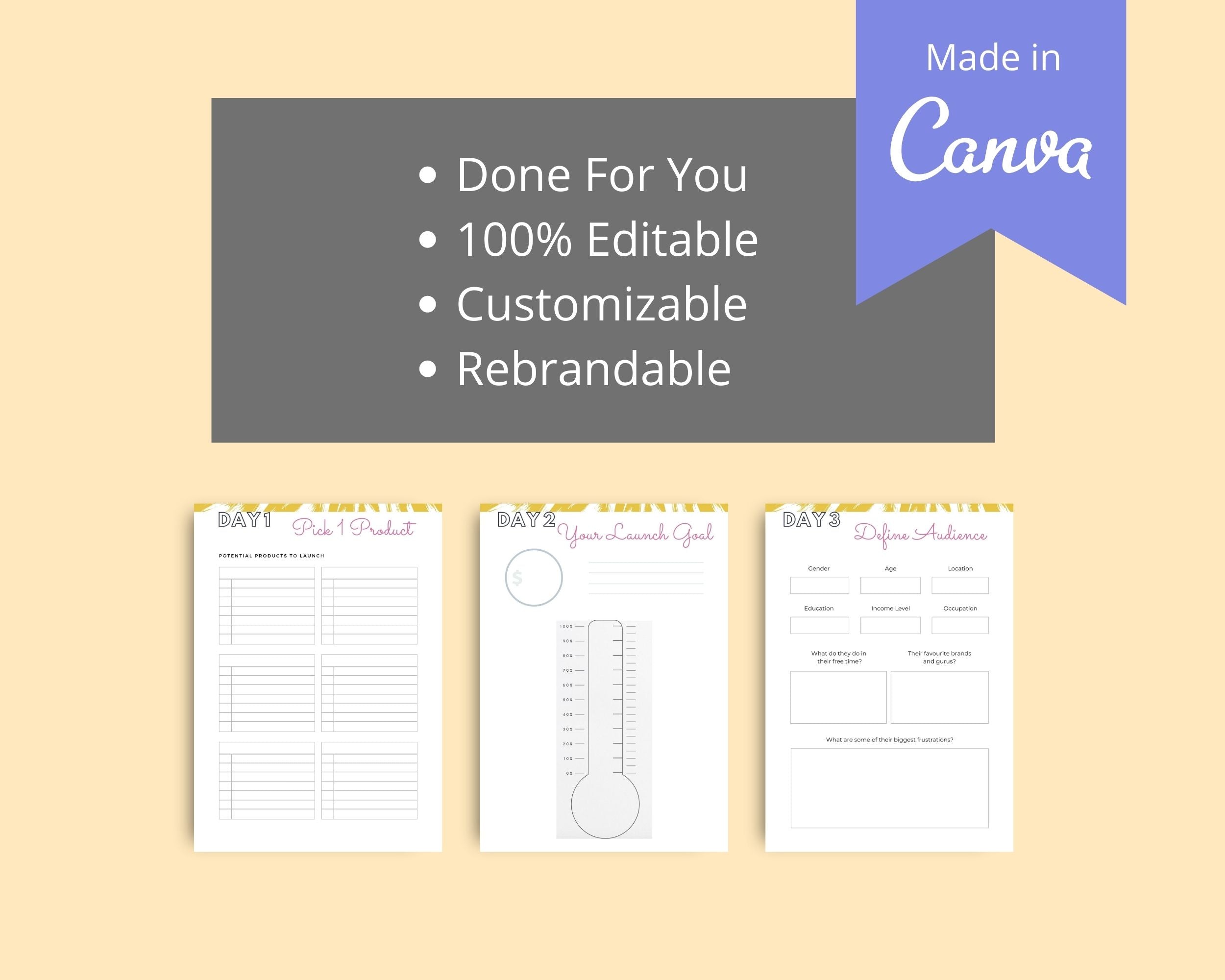 2 Weeks Launch a Product Challenge | Editable Canva Template A4 Size