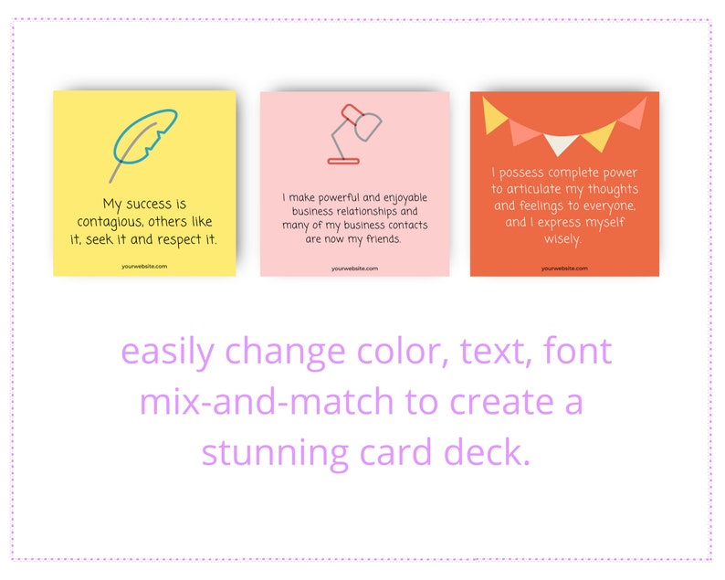 Positive Thinking Card Deck | Editable 38 Card Deck in Canva | Commercial Use