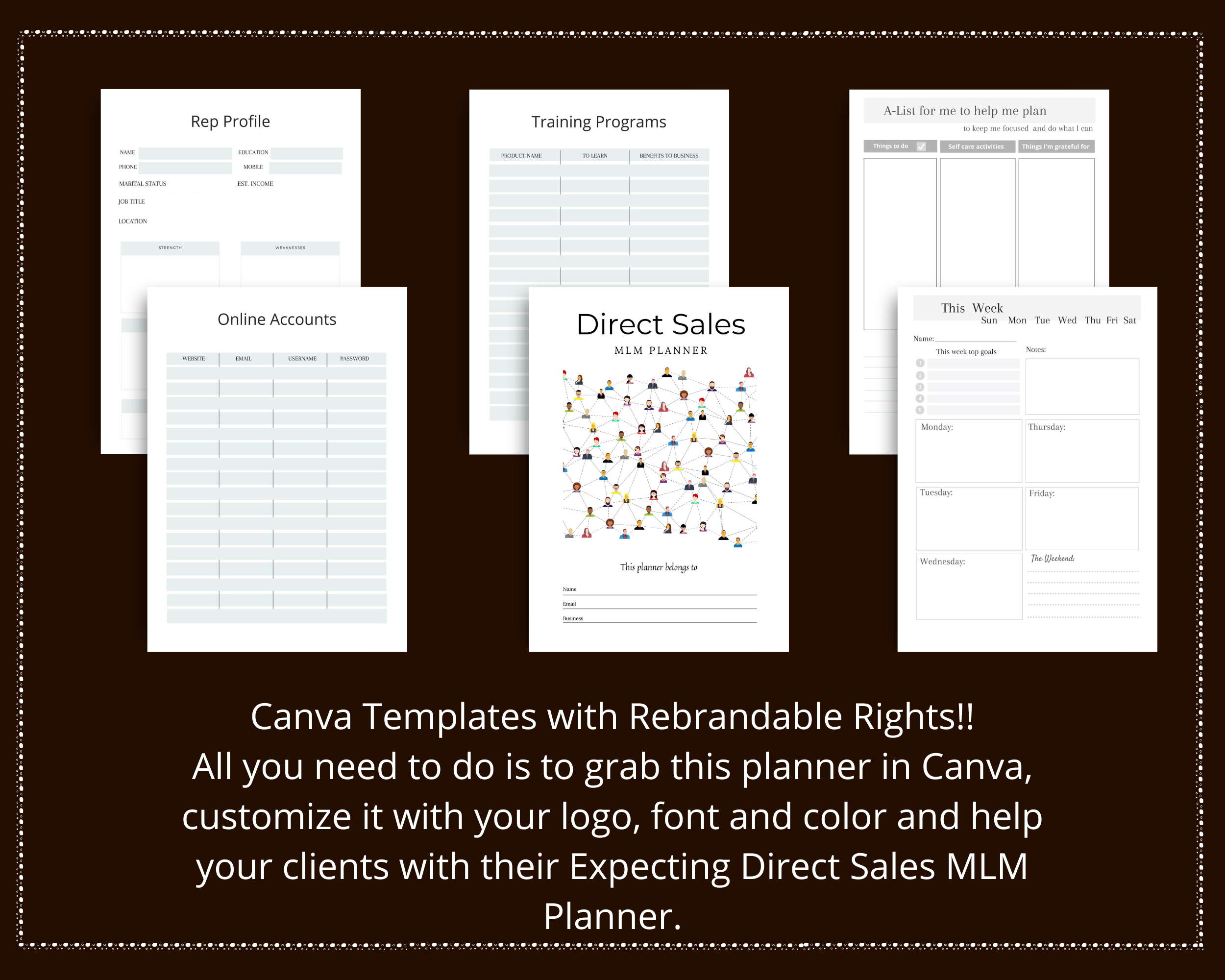 Editable Direct Sales Planner in Canva | Commercial Use