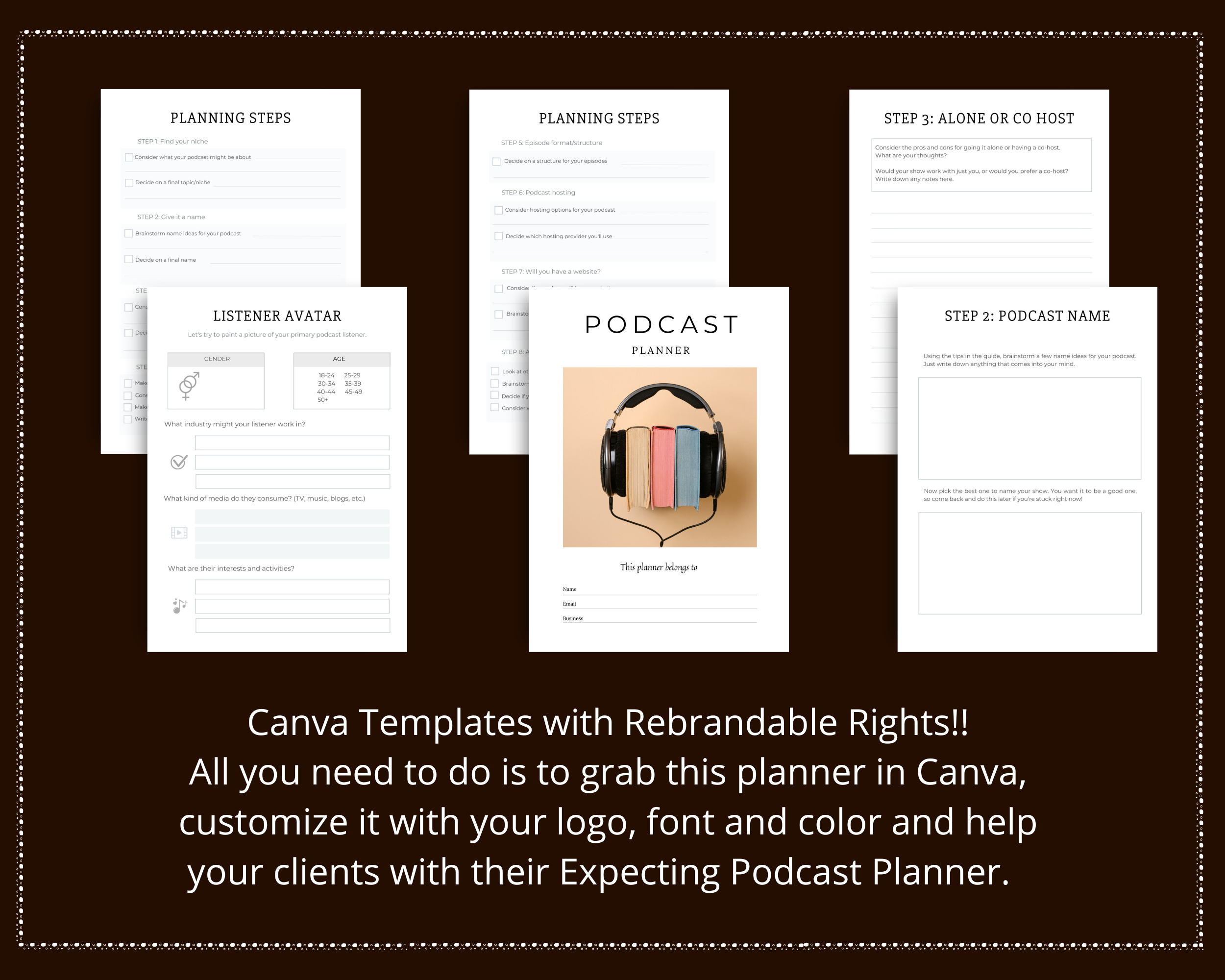 Editable Podcast Planner in Canva | Commercial Use