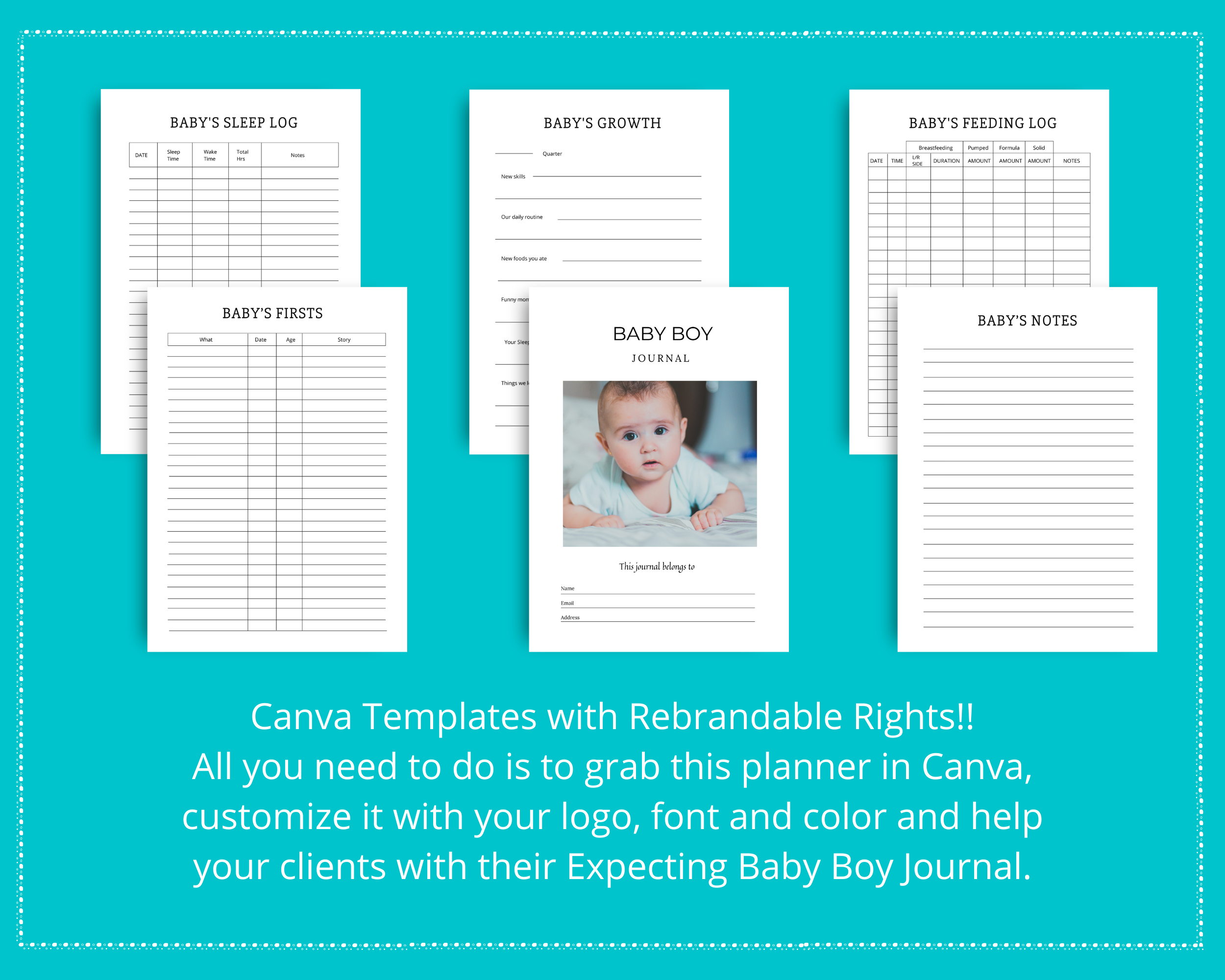 Editable Baby Boy Planner Templates in Canva | Commercial Use