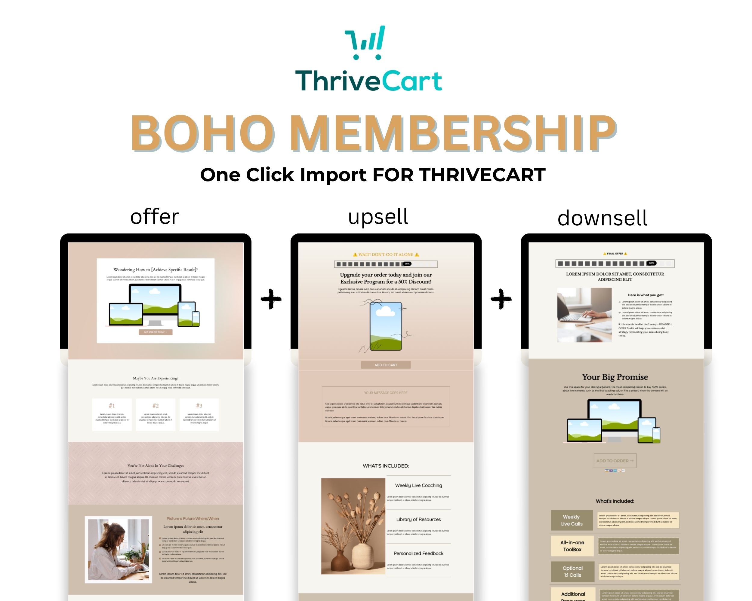 Boho Membership Enhanced ThriveCart 4-Page Sales Funnel