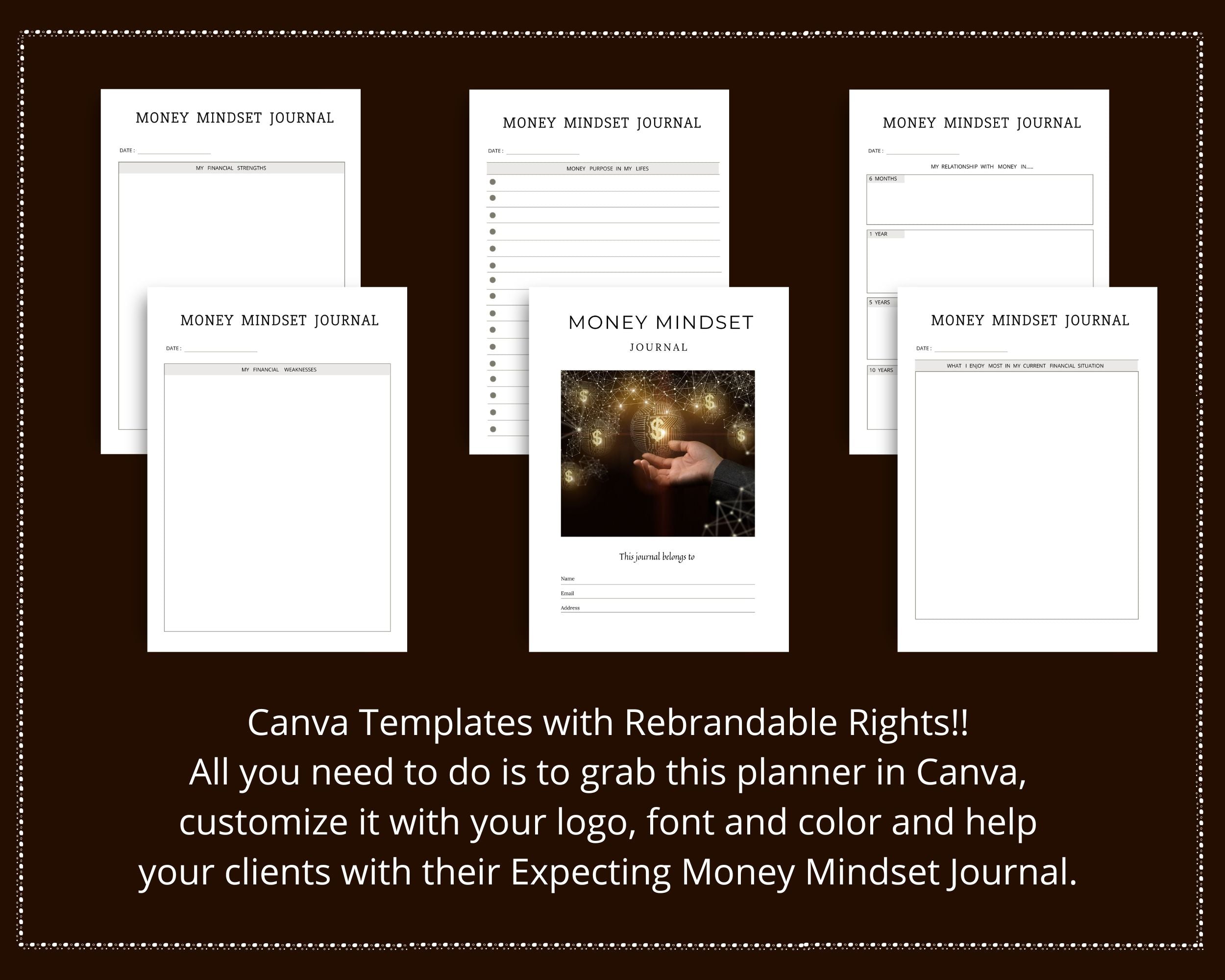 Editable Money Mindset Planner Templates in Canva | Commercial Use