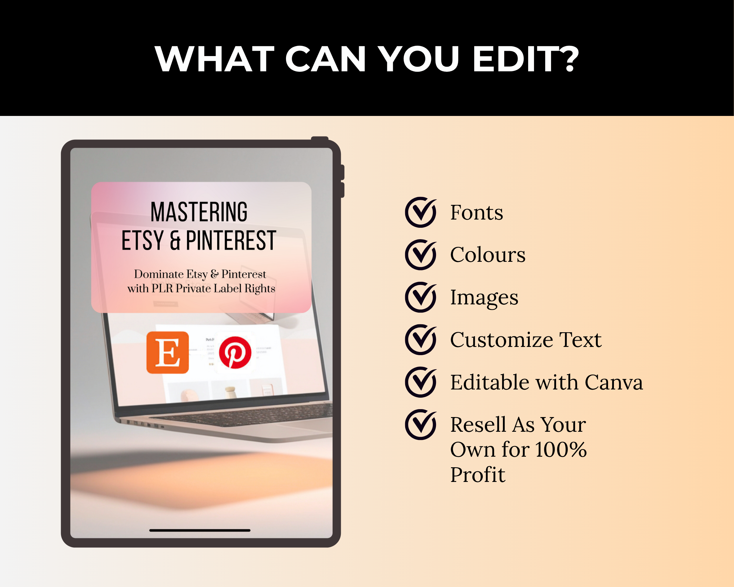 Mastering  Etsy & Pinterest Guide in Canva with MRR, PLR Rights