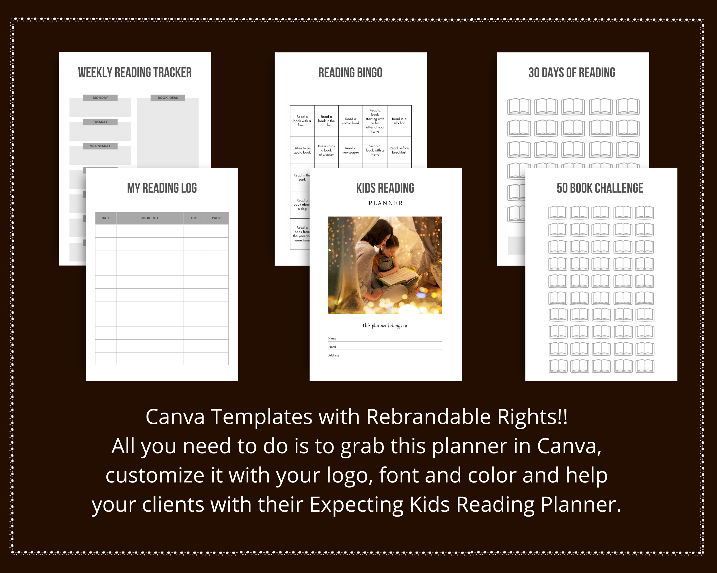 Editable Kids Reading Planner in Canva | Canva Template Pack | Commercial Use