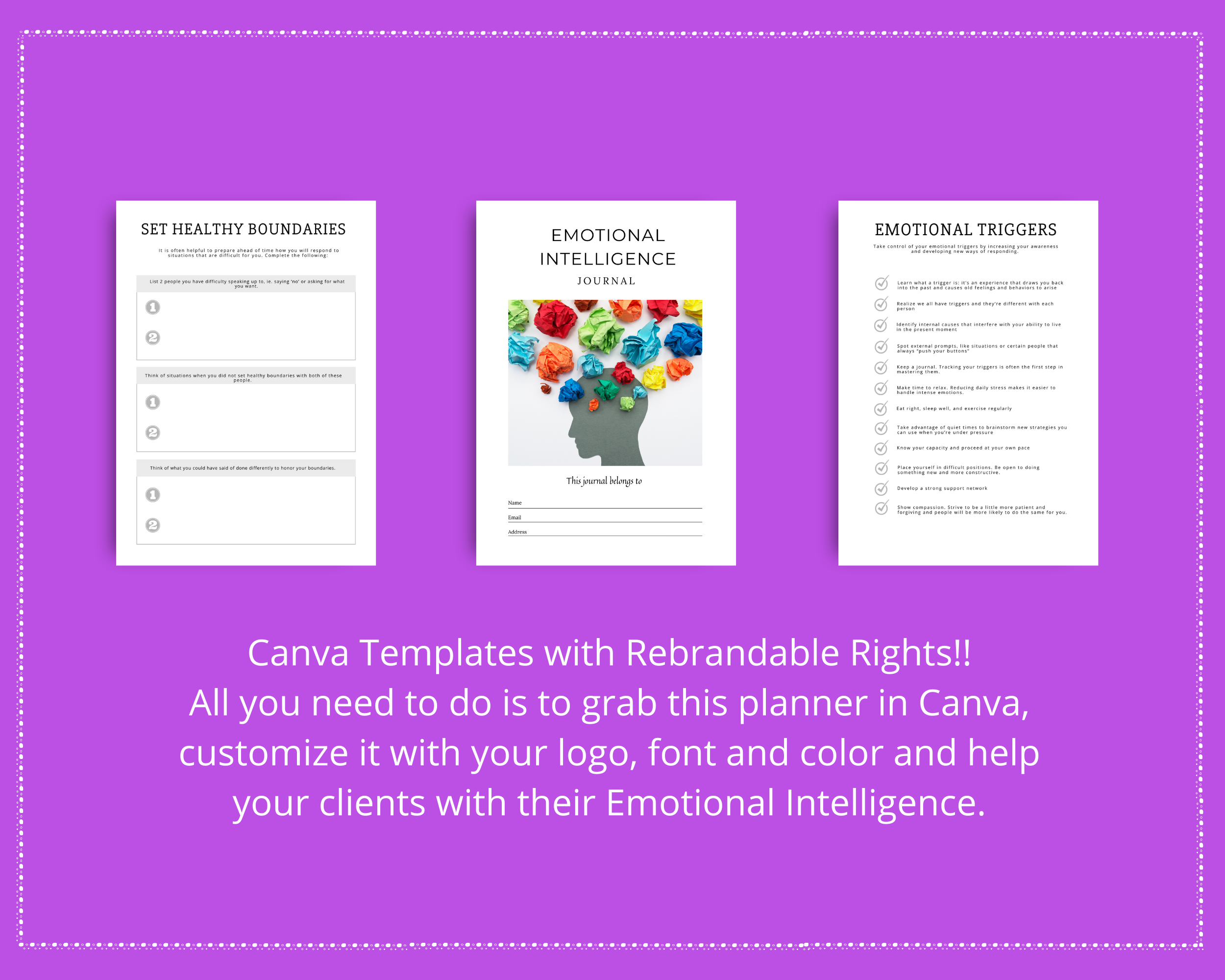 Editable Emotional Intelligence Journal in Canva | Commercial Use