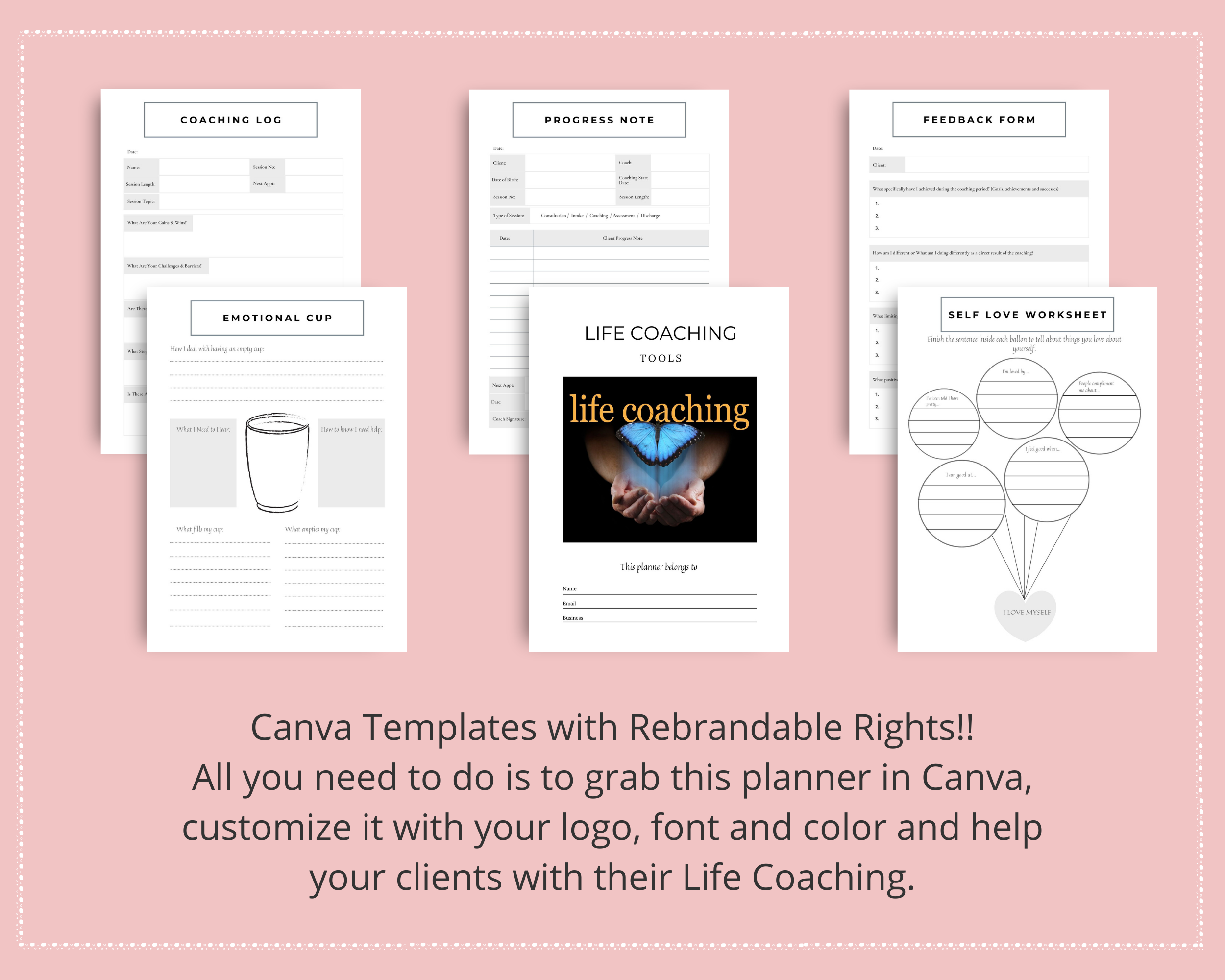 Editable Life Coaching Tools in Canva | Commercial Use