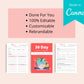 30 Day Getting New Clients Challenge | New Clients Planner | Editable Canva Template A4 Size