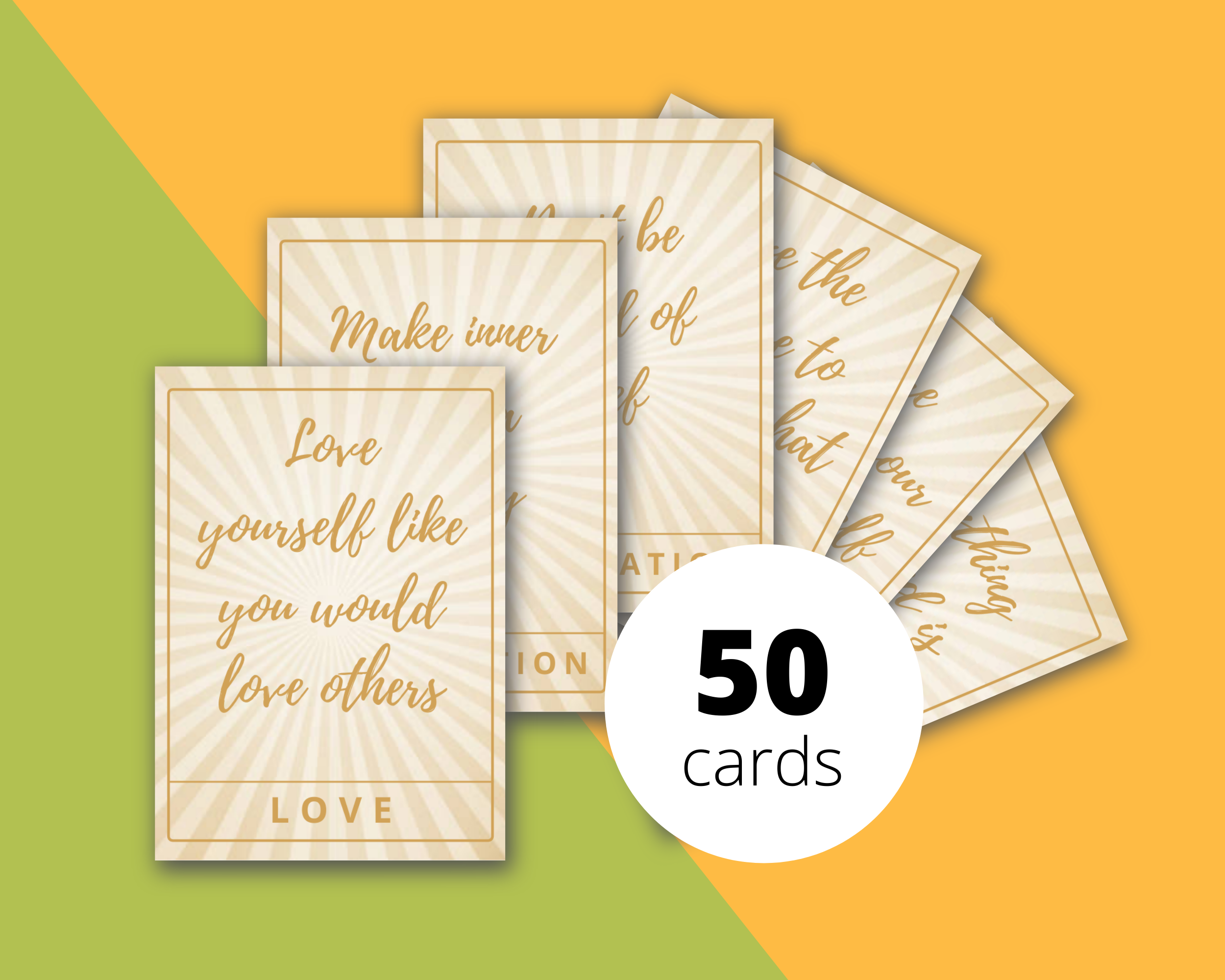 Inner Wisdom Oracle Card Deck | Editable 50 Card Deck in Canva | Size 2"x 2.7" | Commercial Use