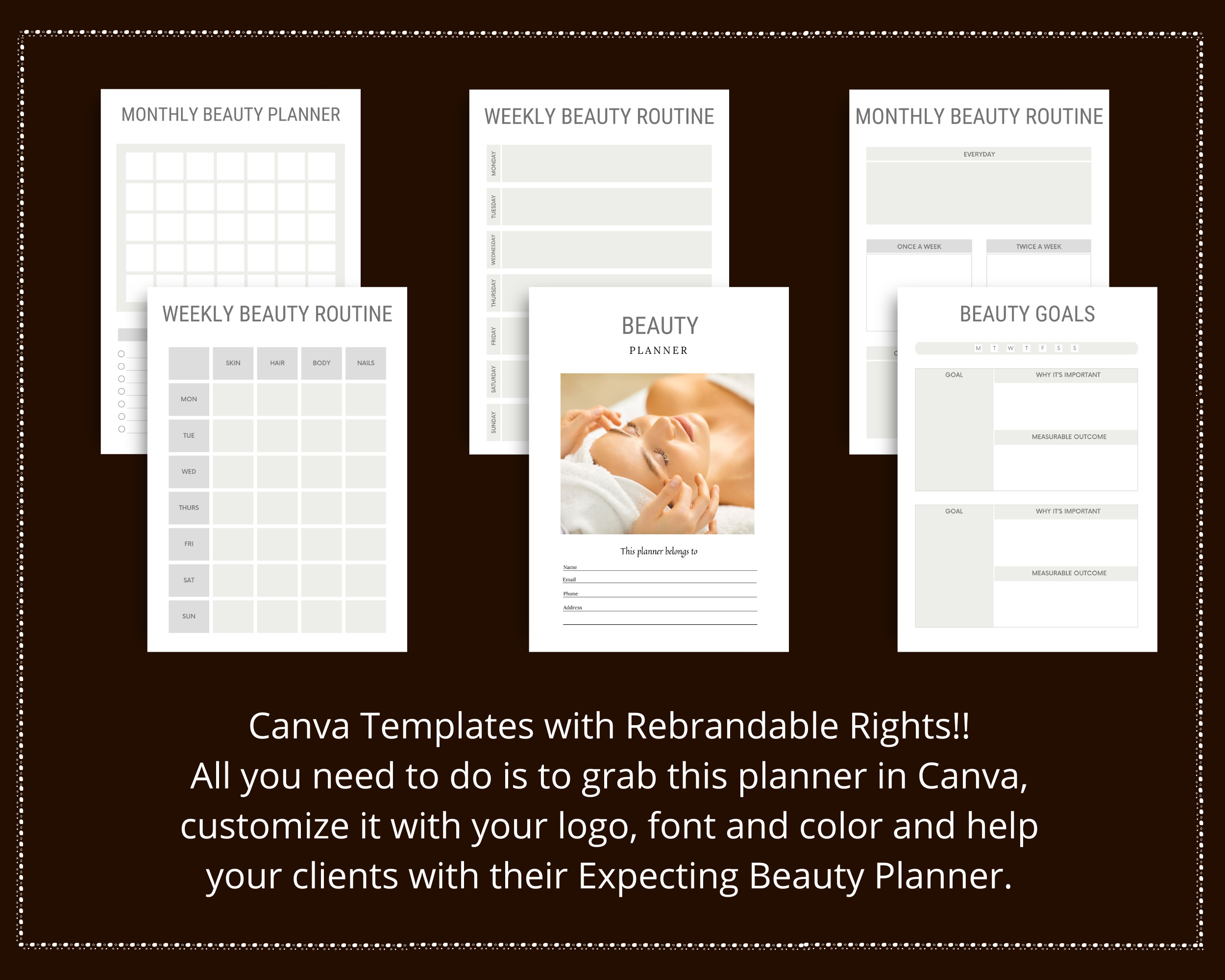 Beauty Planner in Canva | Canva Template Pack | Commercial Use