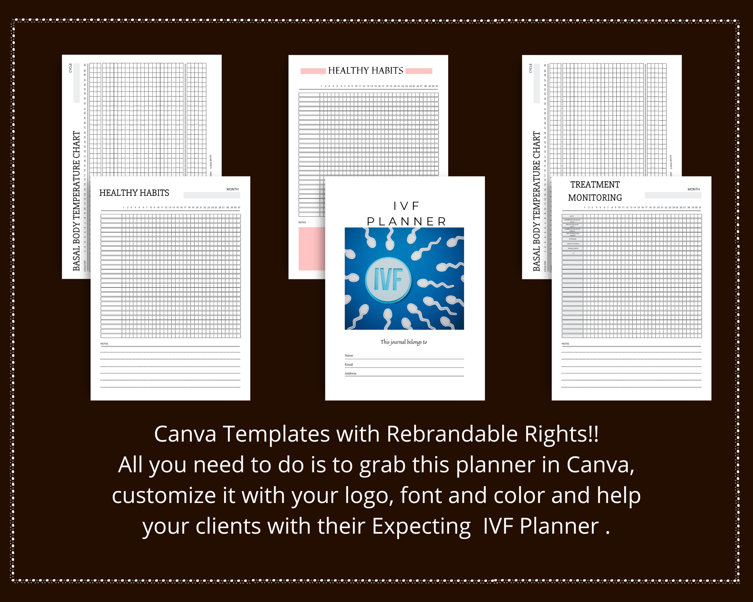 Editable IVF Planner Templates in Canva | Commercial Use