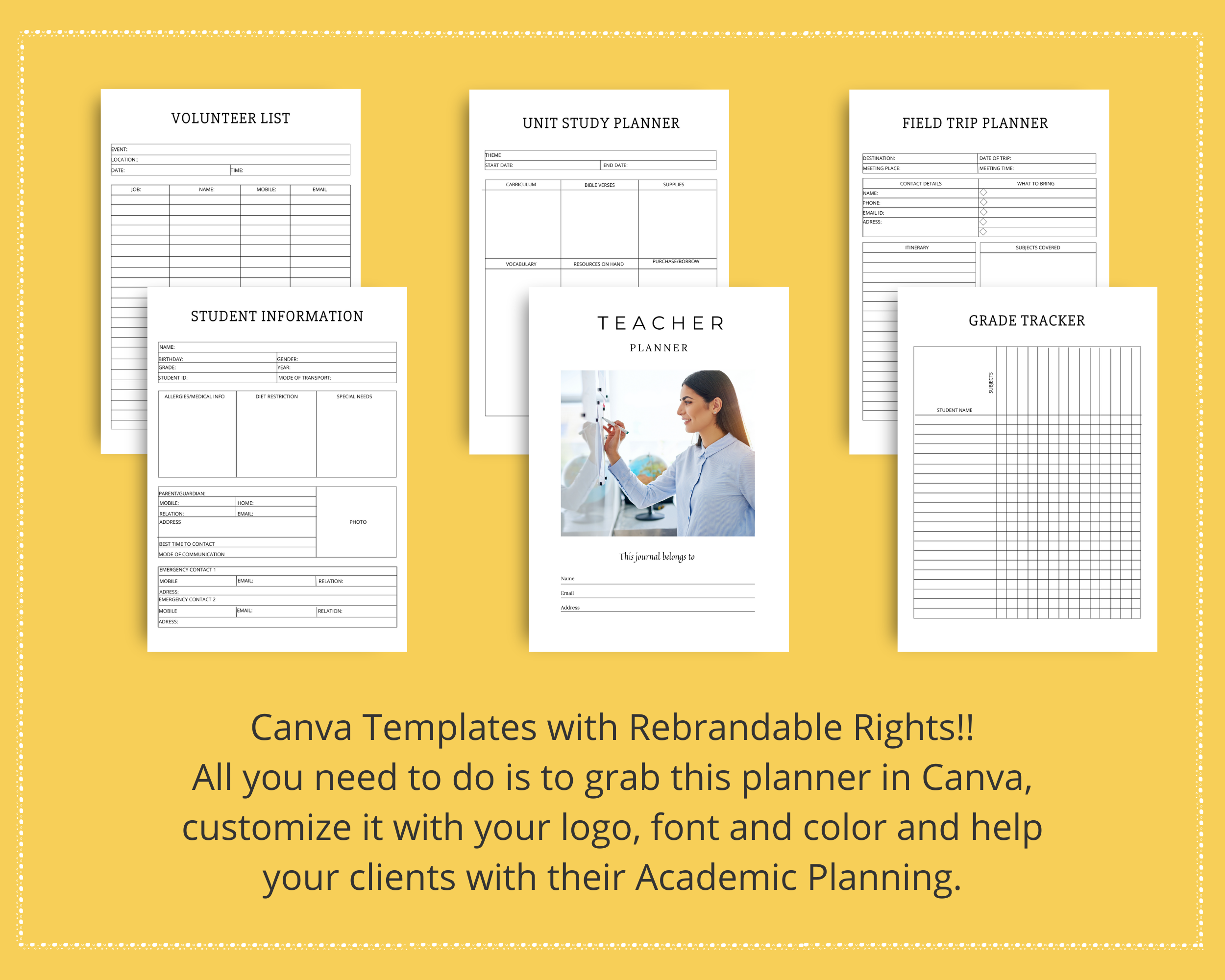 Editable Teacher Planner Templates in Canva | Commercial Use